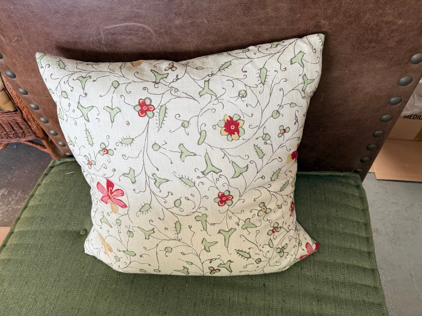 Square Floral Print Pillow