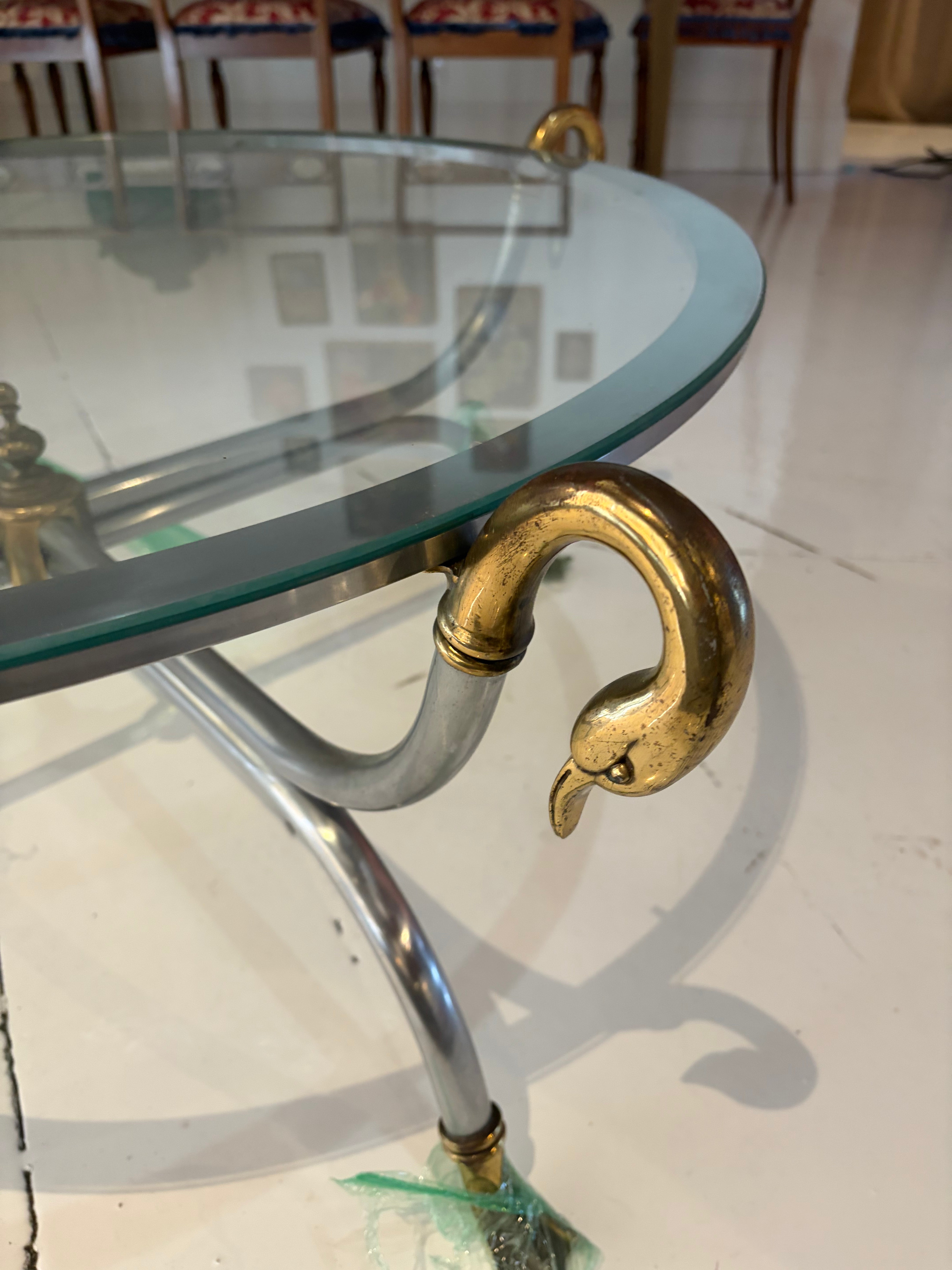 Parisian Swan Glass Top Coffee Table