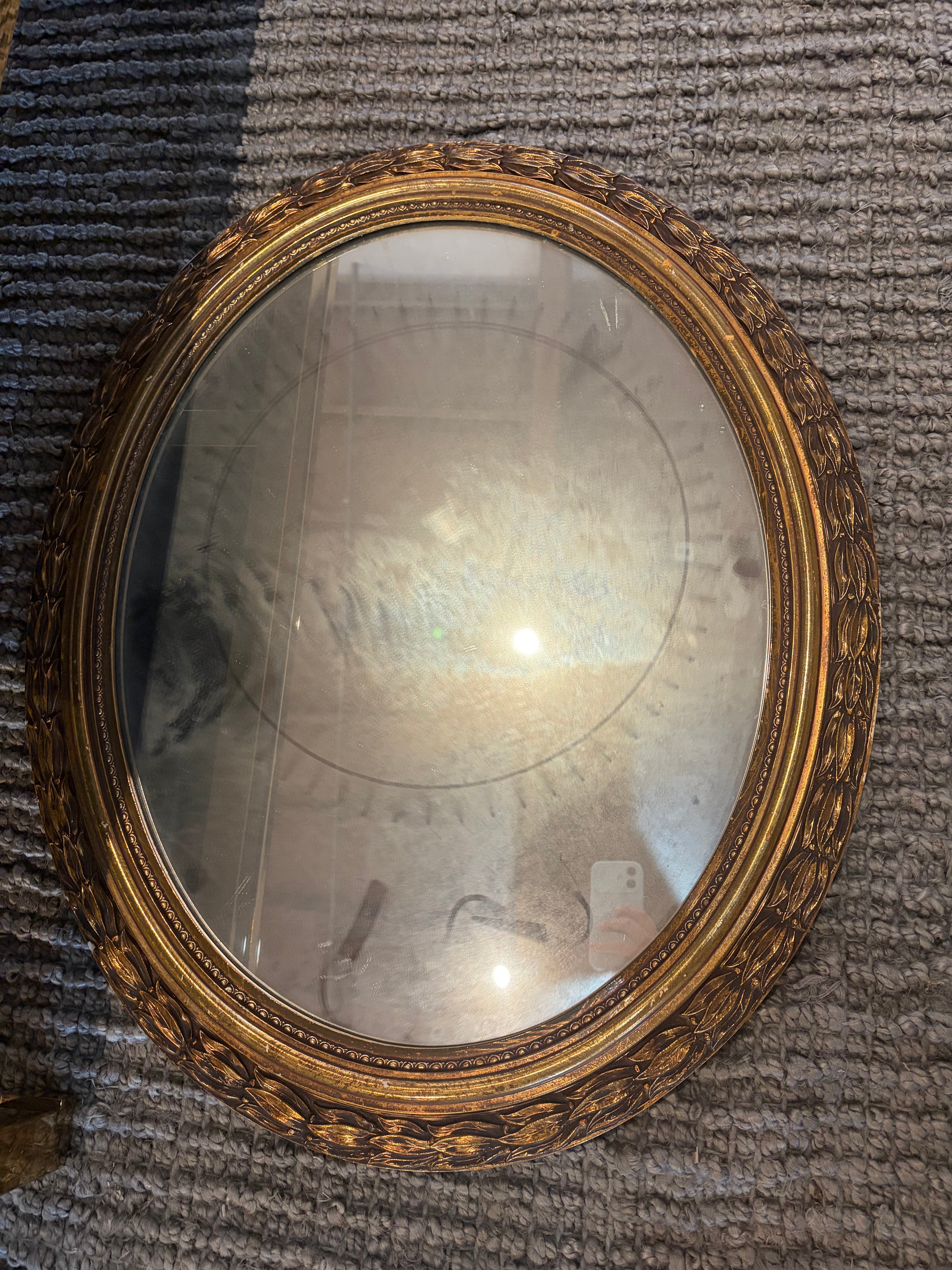 Oval Brass Vintage Mirror
