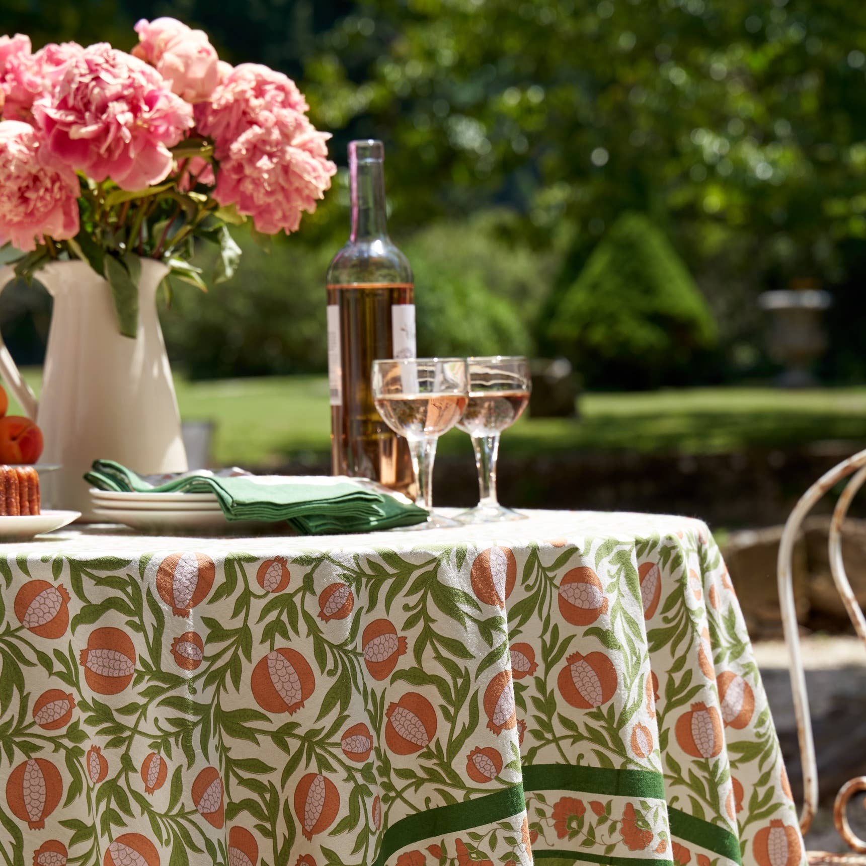Grenadine Orange & Green Tablecloth: 59" x 59"