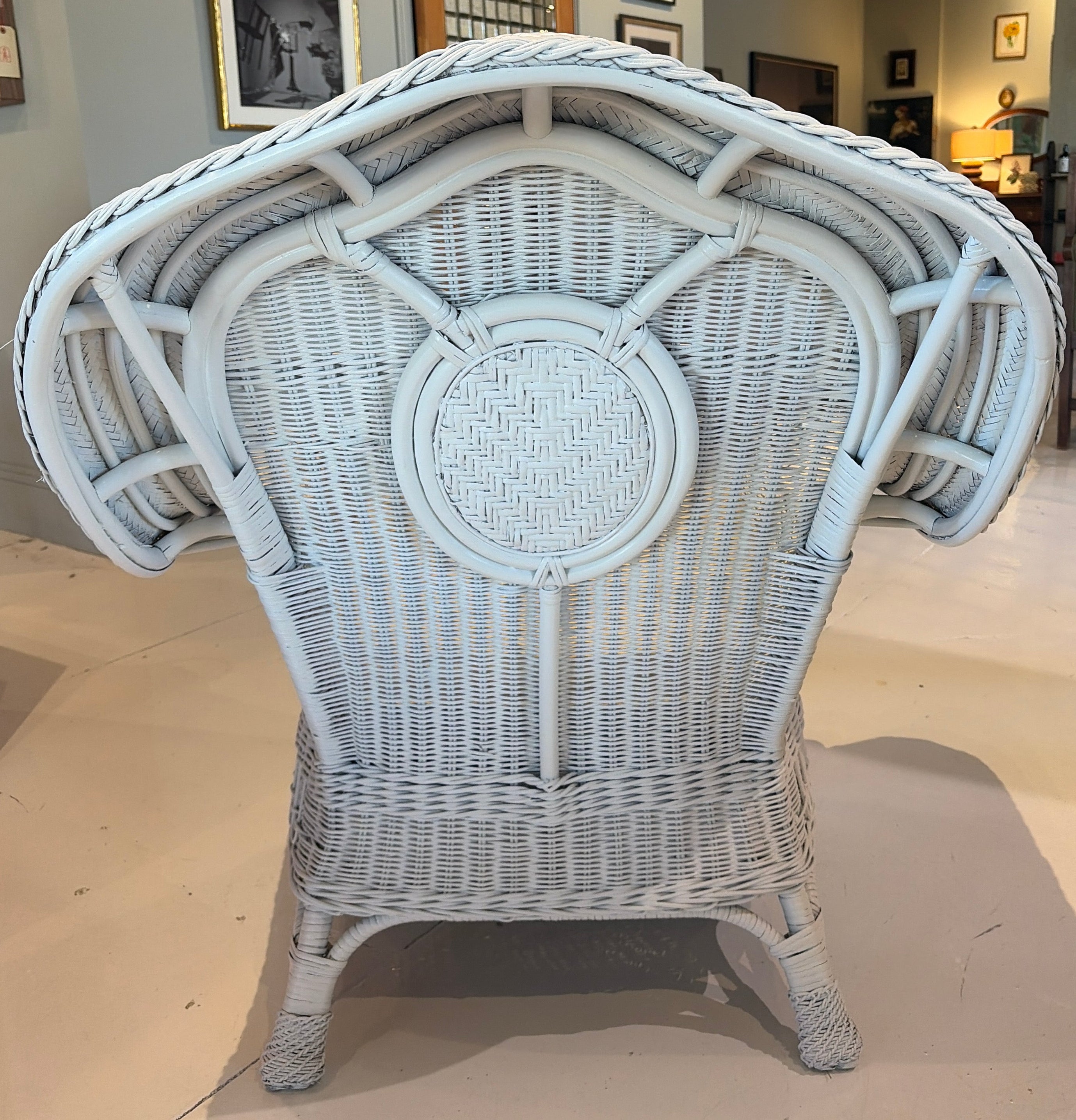 Vintage Palecek Chair with Jacquard Stripe Cushion