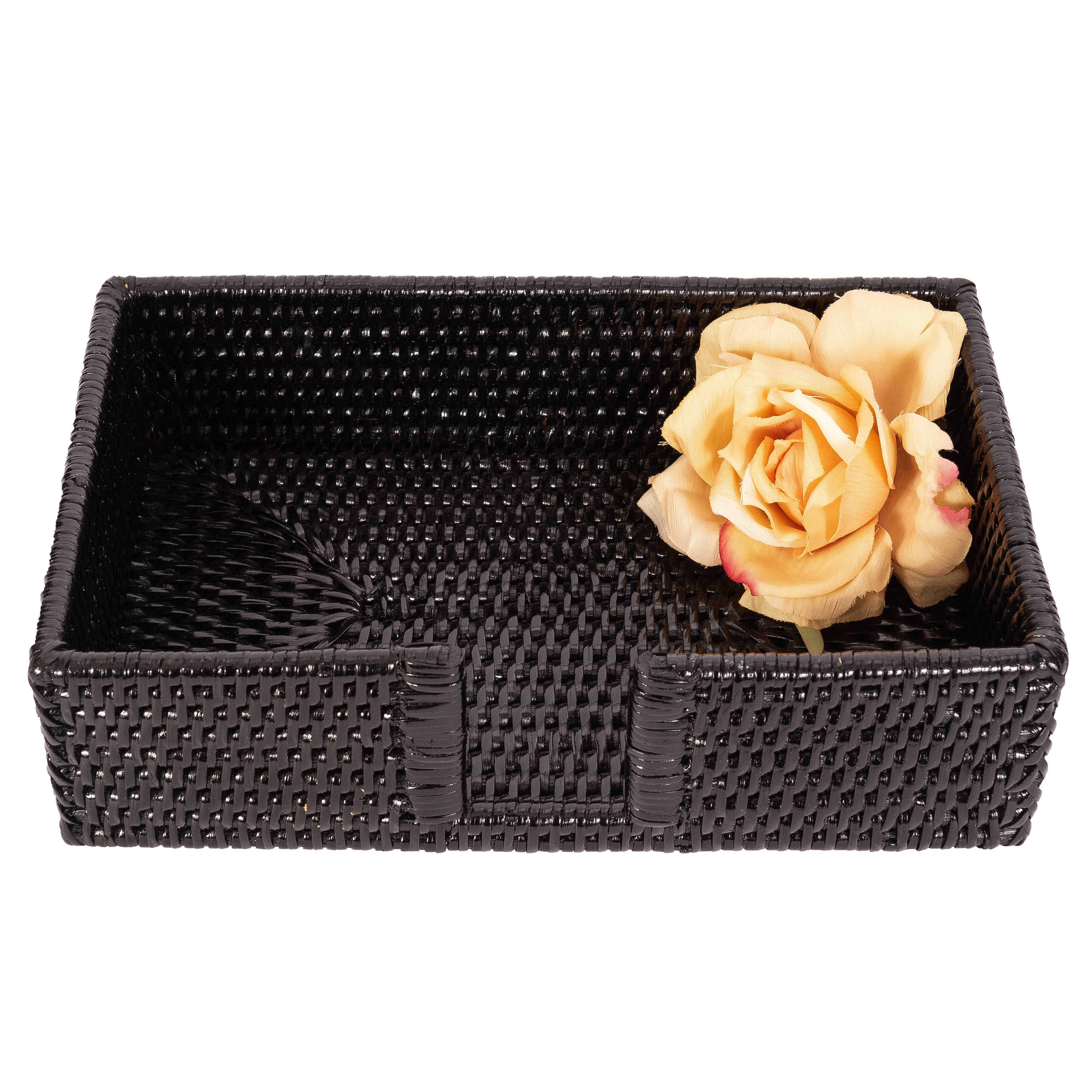 Artifacts Rattan™ Guest Towel/Napkin Holder with Cutout: Tudor Black