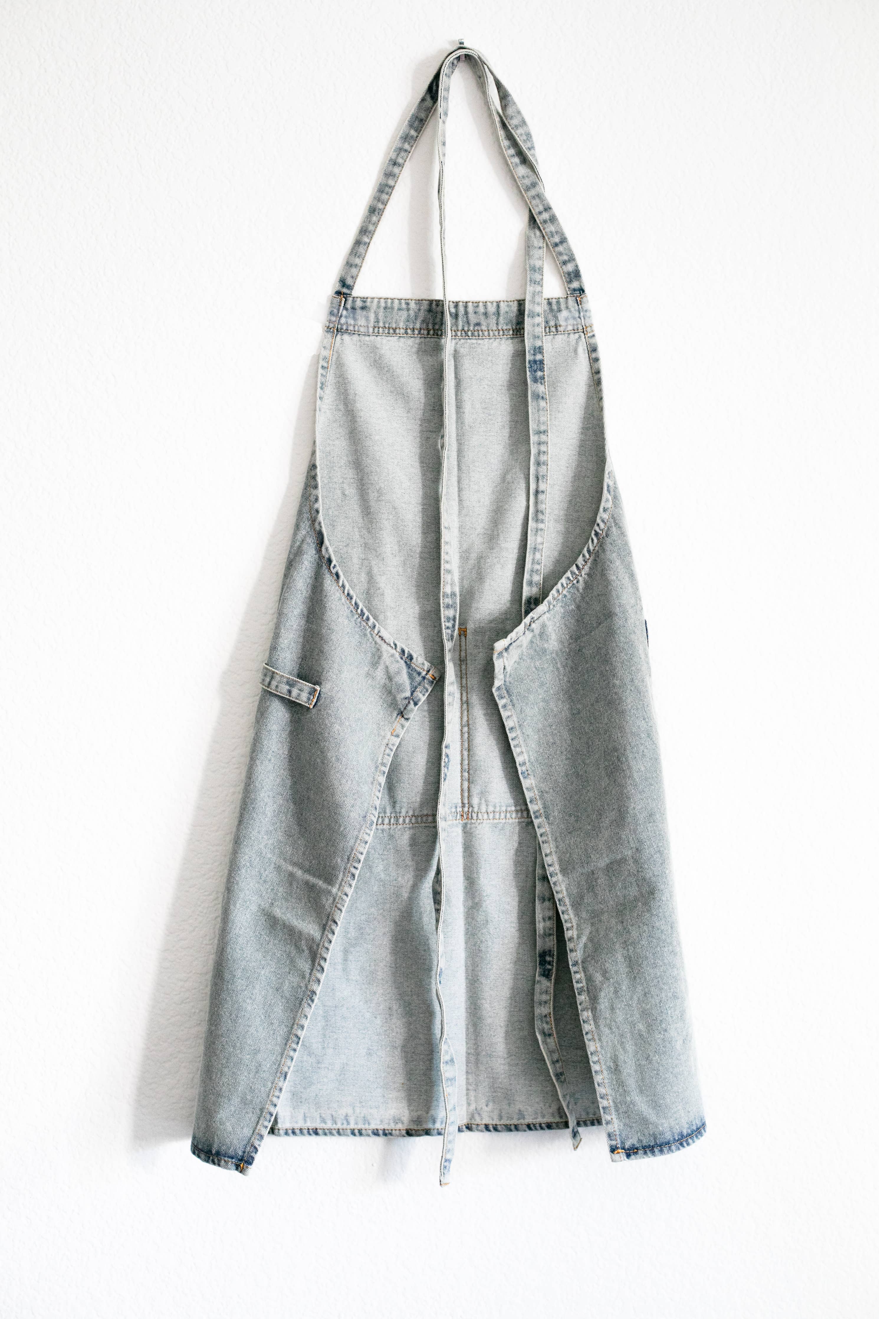 Washed Denim Apron: Dark Blue