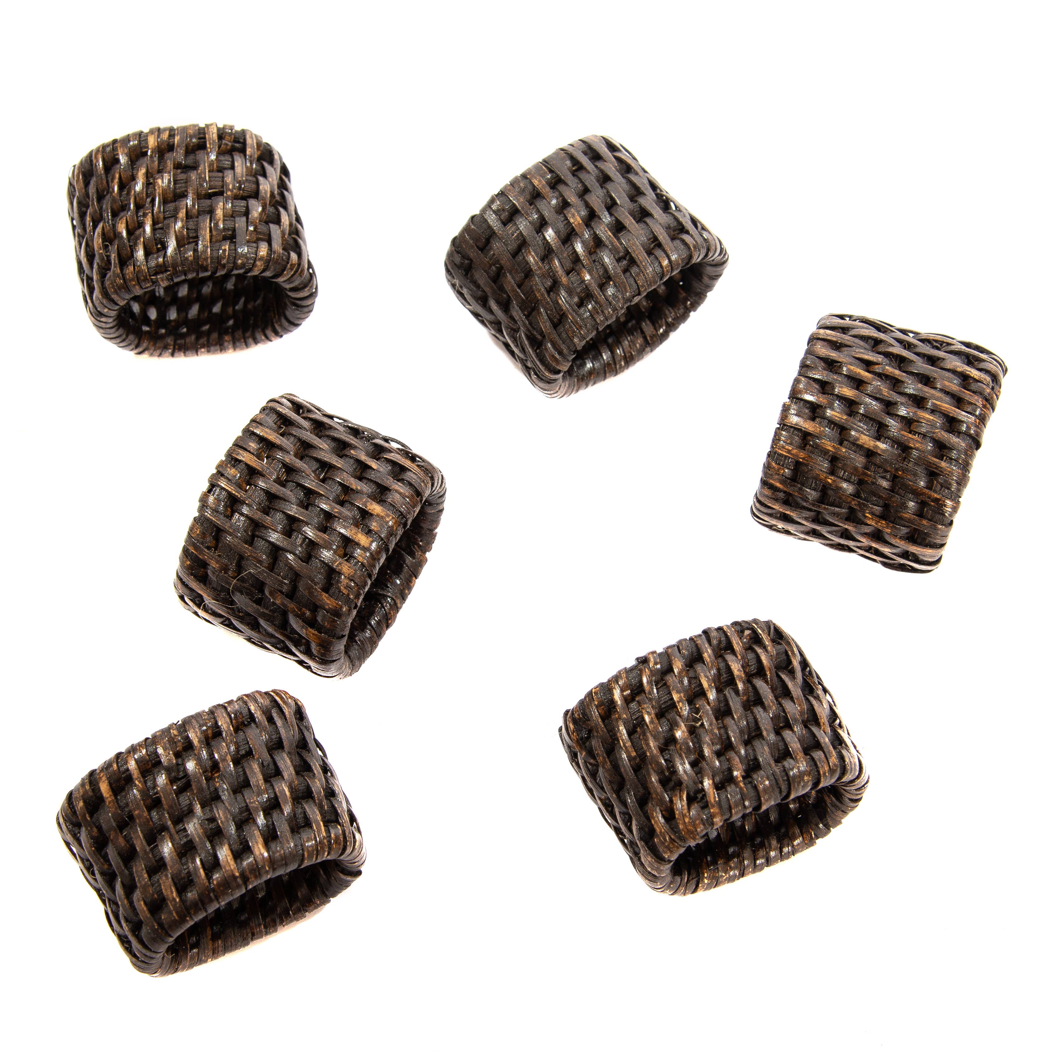 Artifacts Rattan™ Oval Napkin Rings 6-piece set: Tudor Black