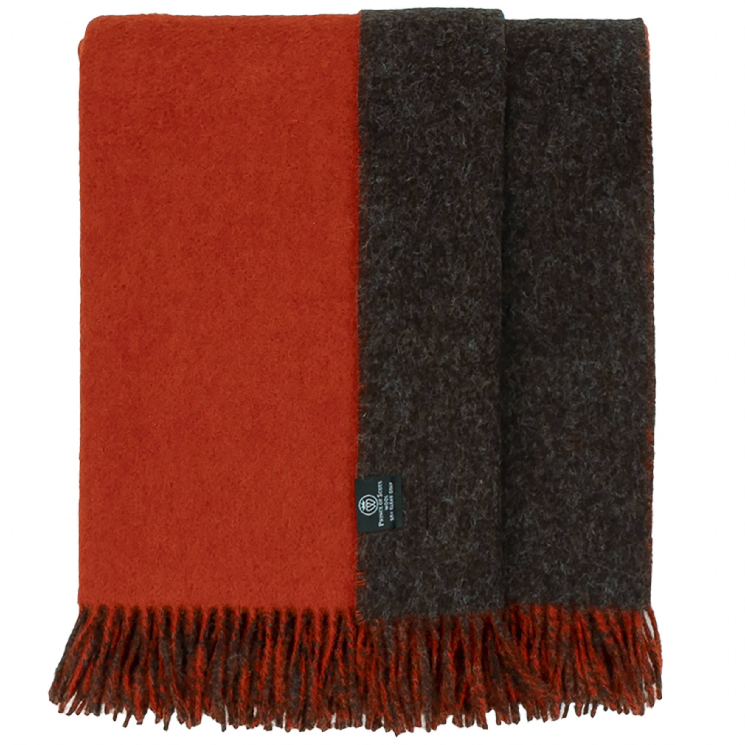 Highland Tweeds Reversible Double Cloth Throw~Charcoal/Camel