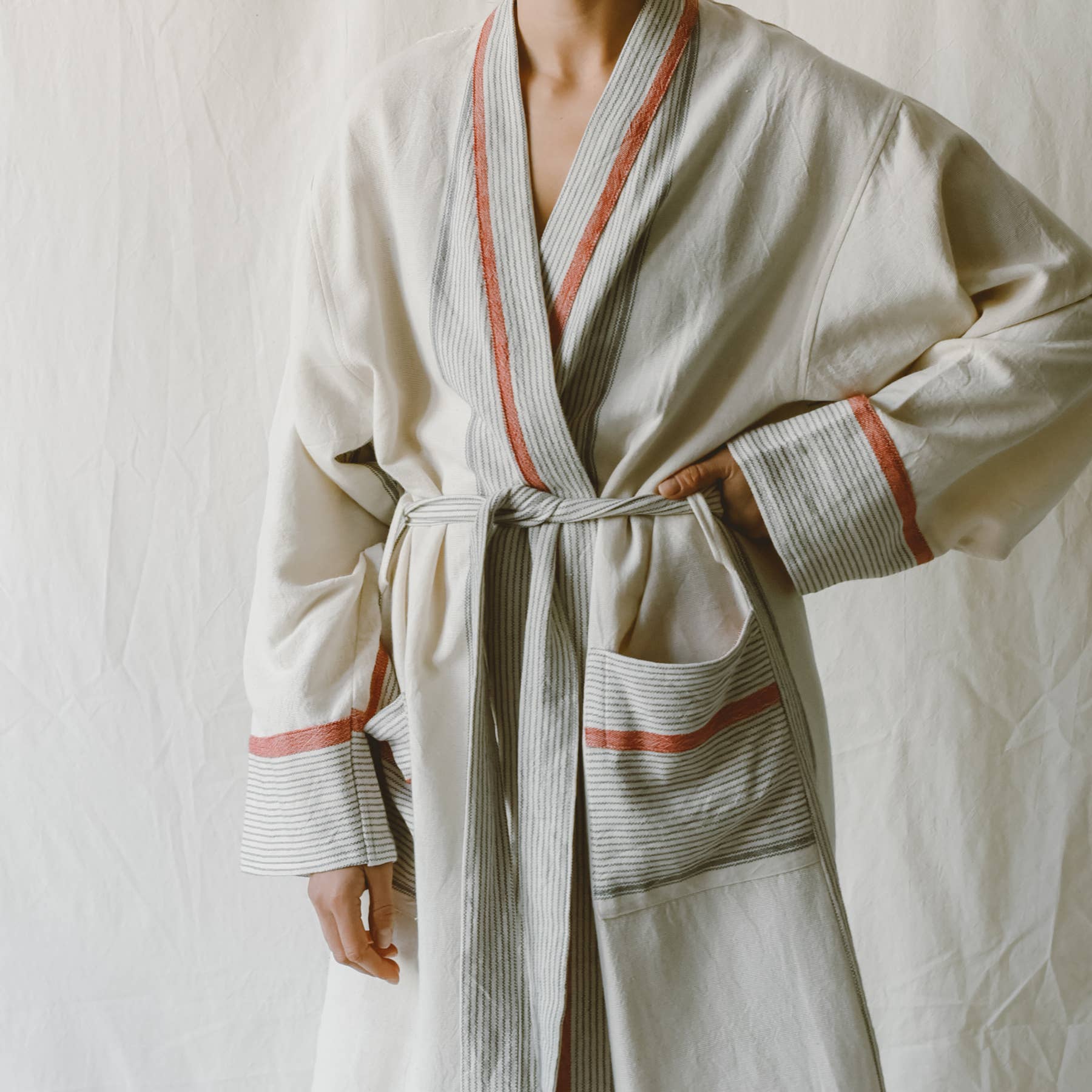 Ivory Cherry Tribeca Long Bathrobe: L