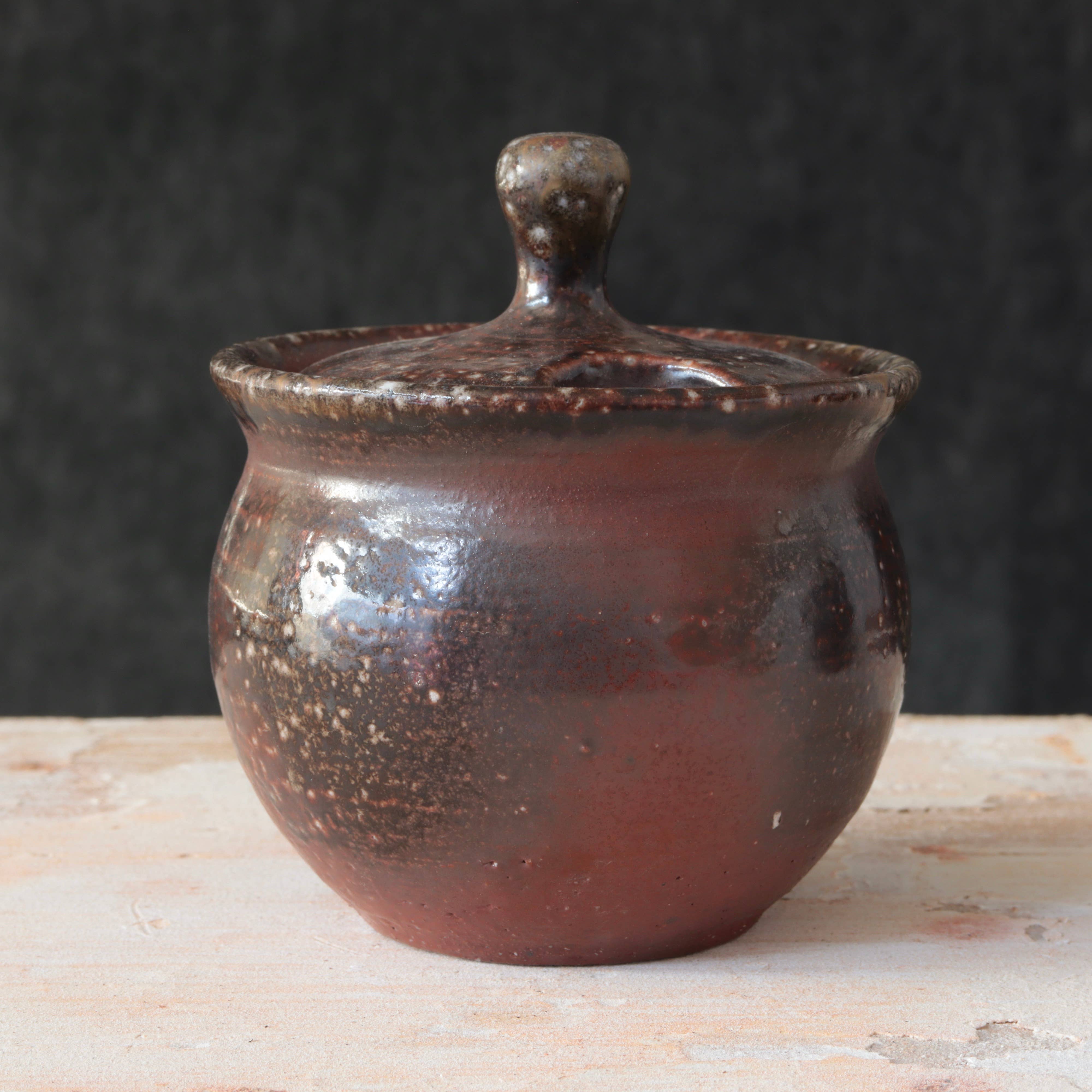 Soda-Fired Sugar Jars Dark Surface Round