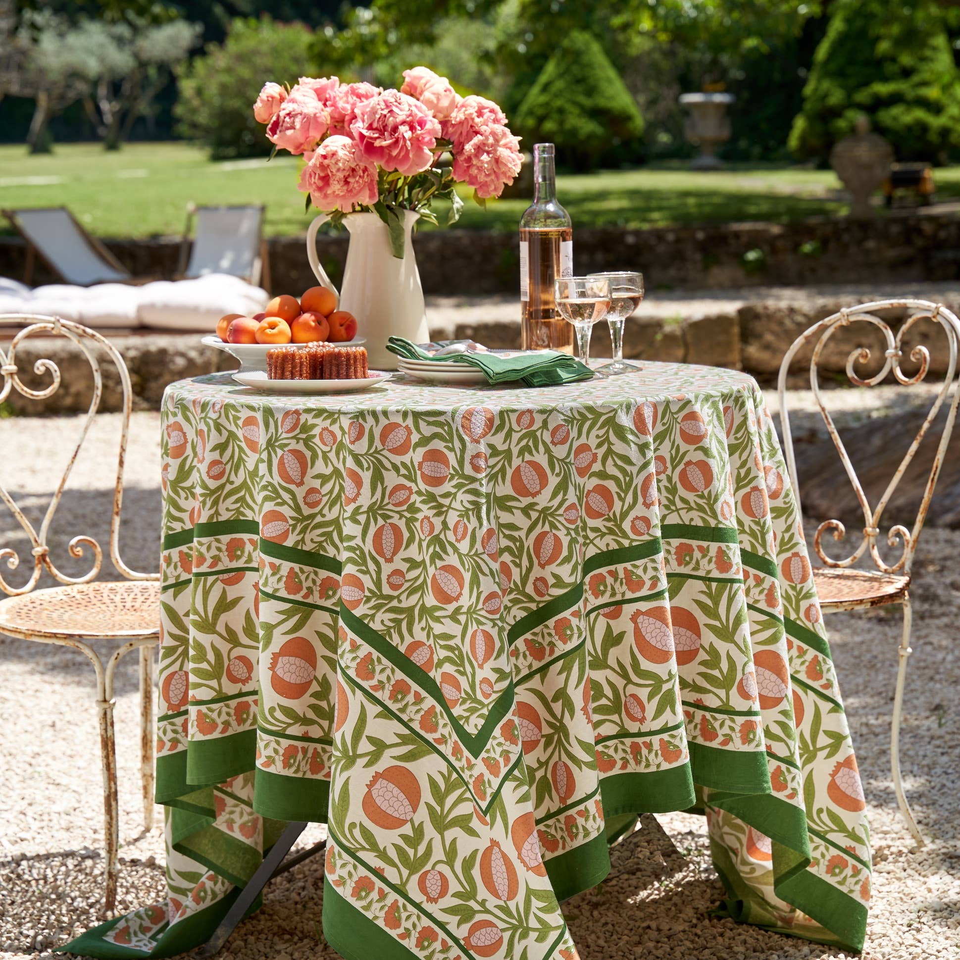 Grenadine Orange & Green Tablecloth: 59" x 59"