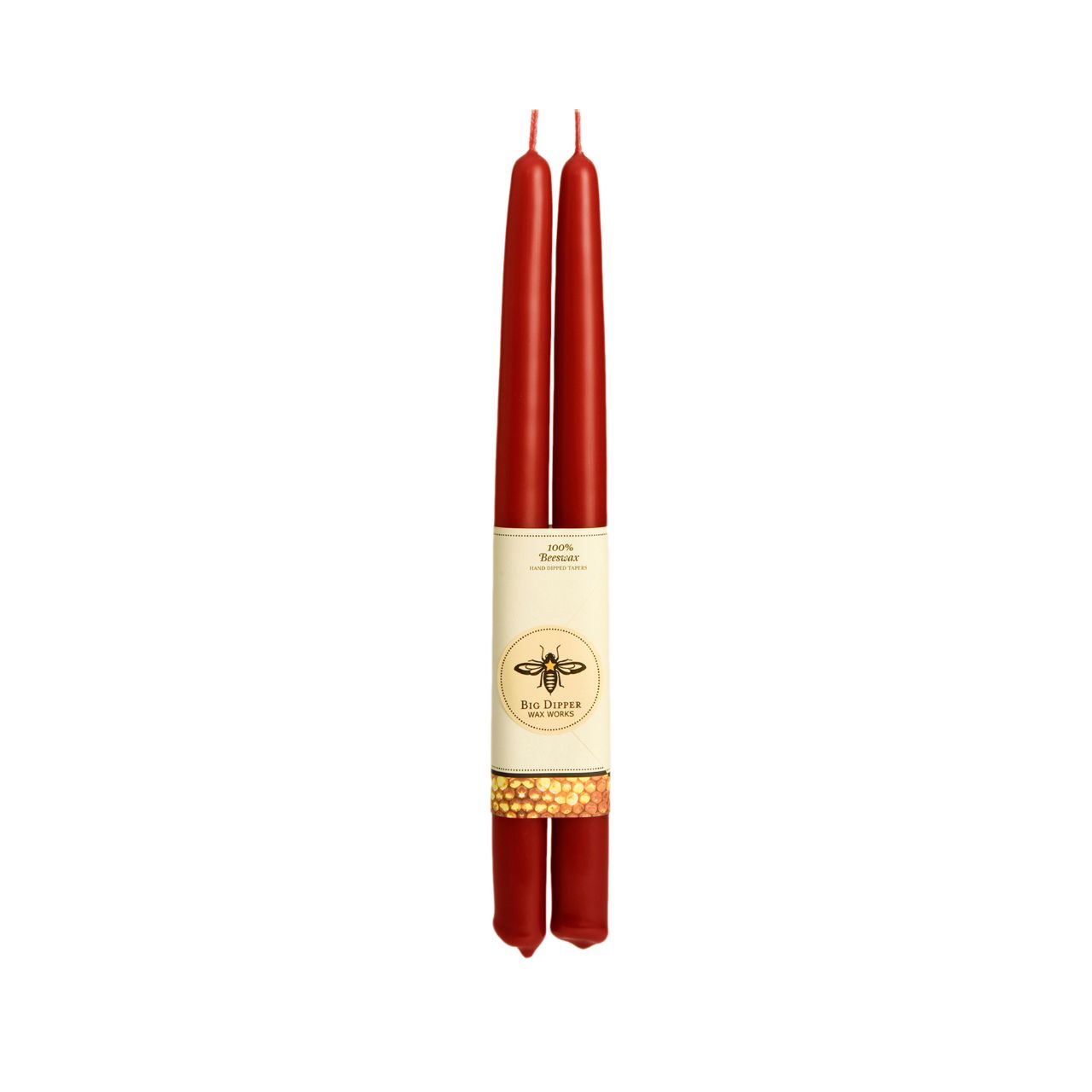 Taper Candles – 100% Pure Beeswax – Hand-Dipped: Red / Standard (12" x 7/8")