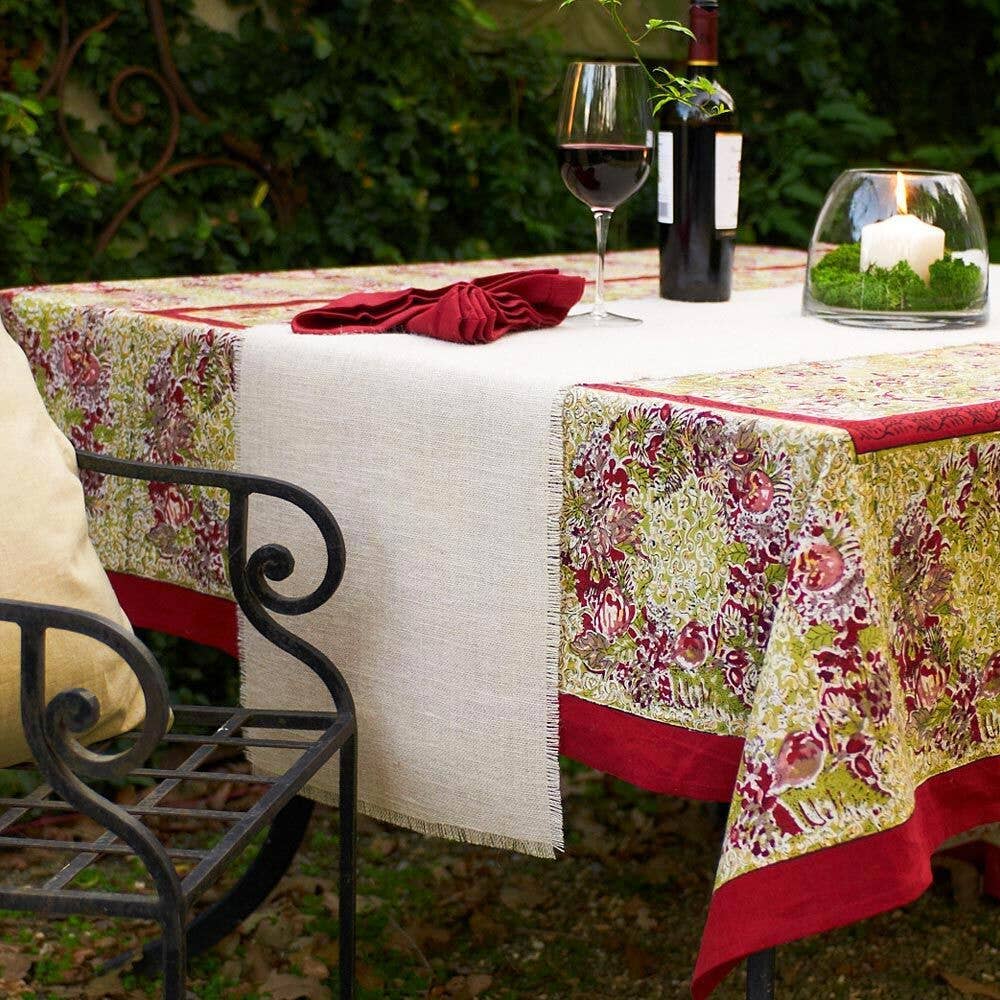 Winter Garden Red & Green | French Tablecloths: 71" x 128"