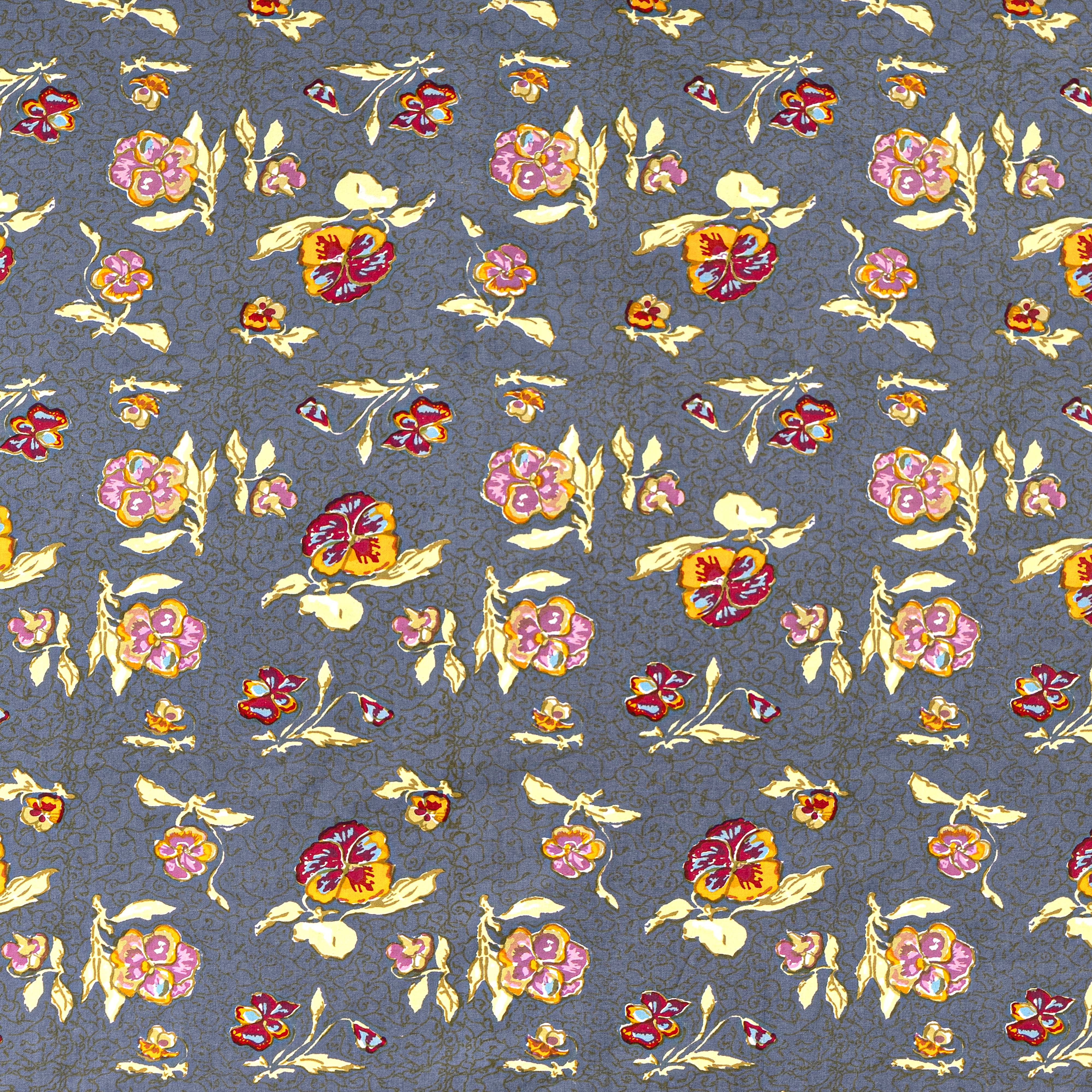 Pansy Red & Grey | French Tablecloths: 71" x 71"