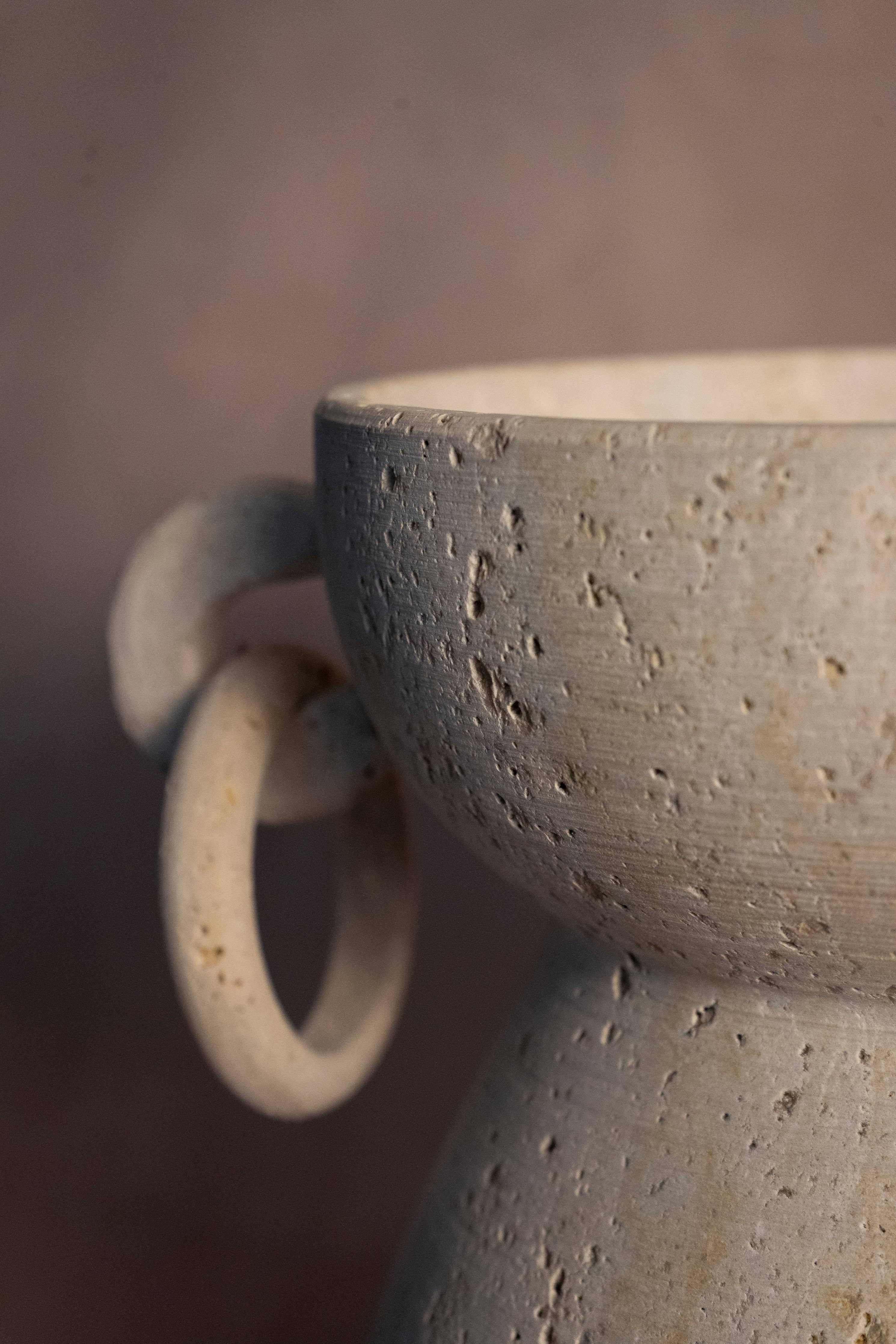 Vase With Rings - Travertine