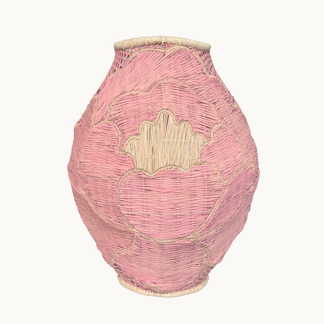 Peonies iraca palm vase