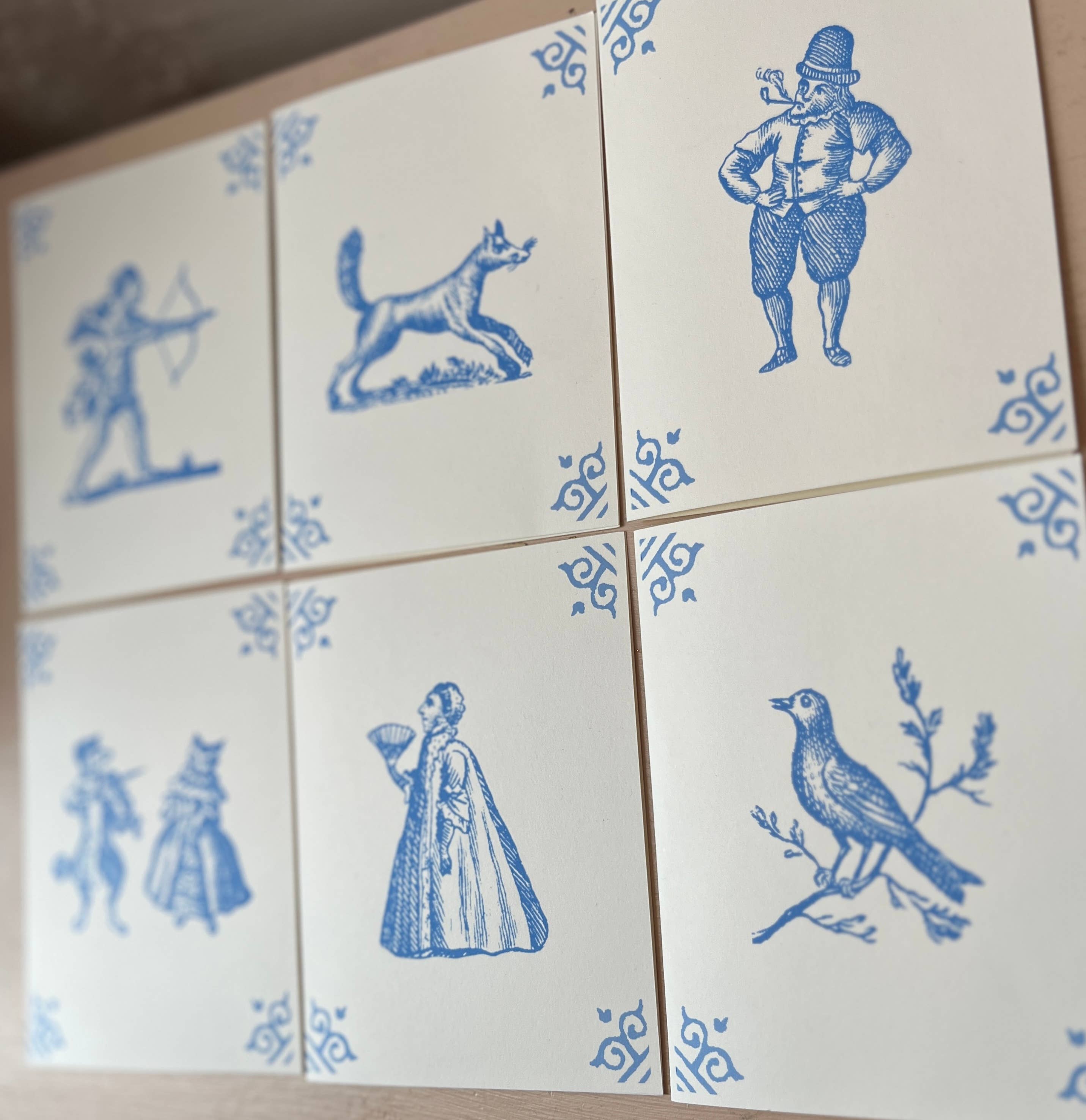 Dutch Tile Cards: Dog and Cat