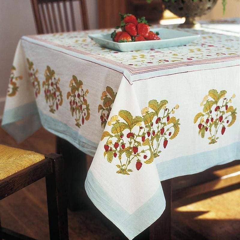 Strawberry Blue | French Tablecloths: 71" x 142"