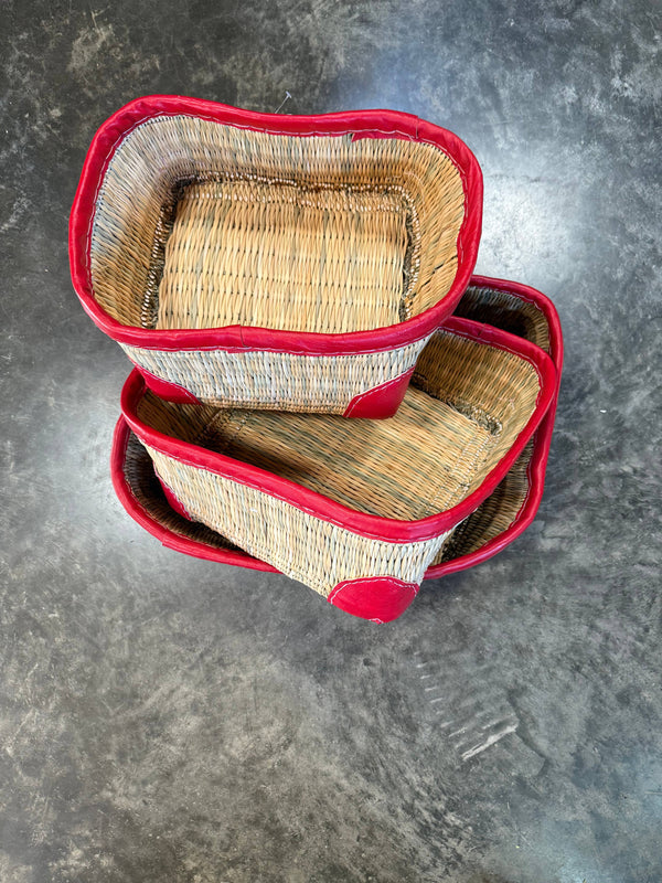 Medium Red Trim Storage Basket