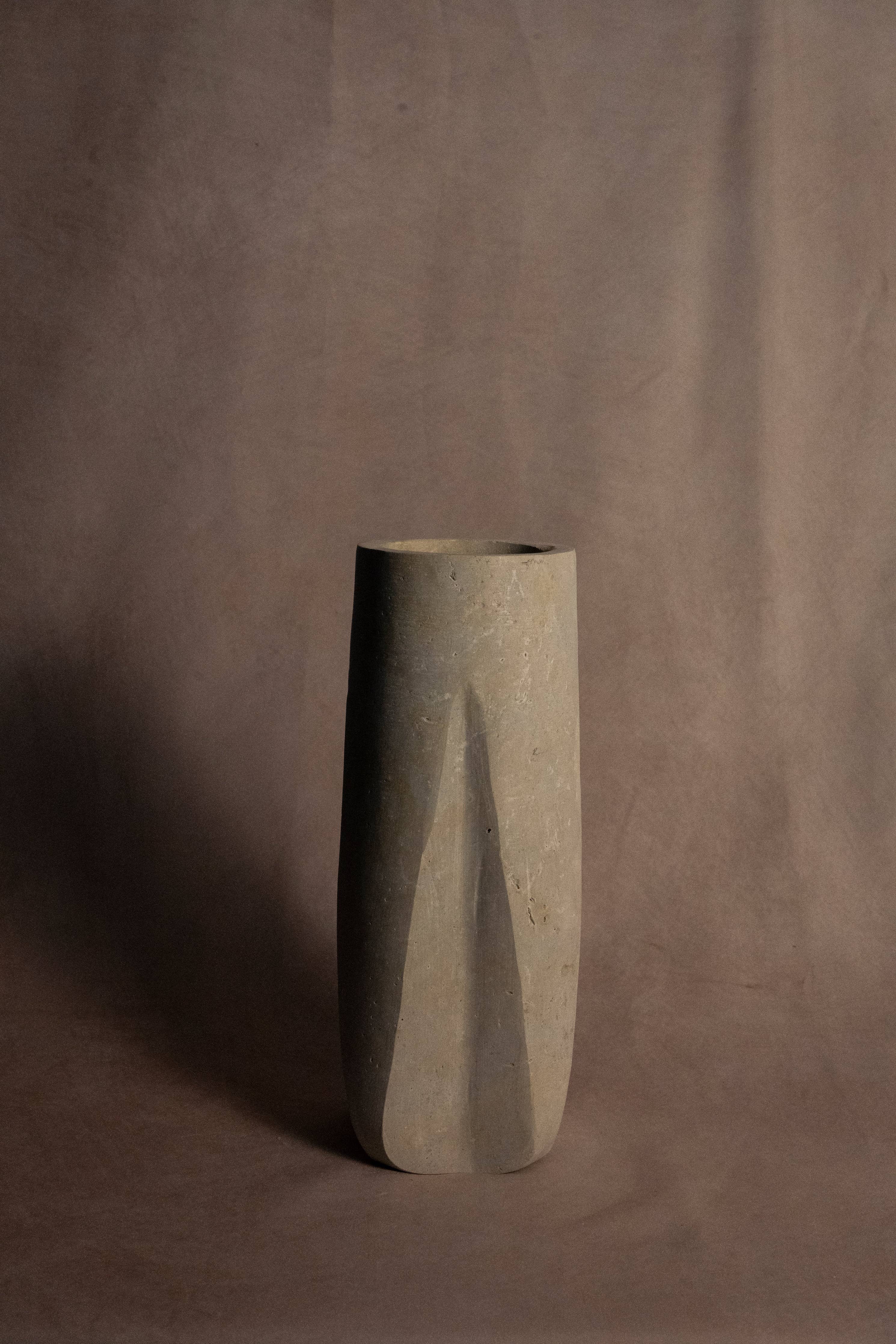 V Shape Vase - Travertine