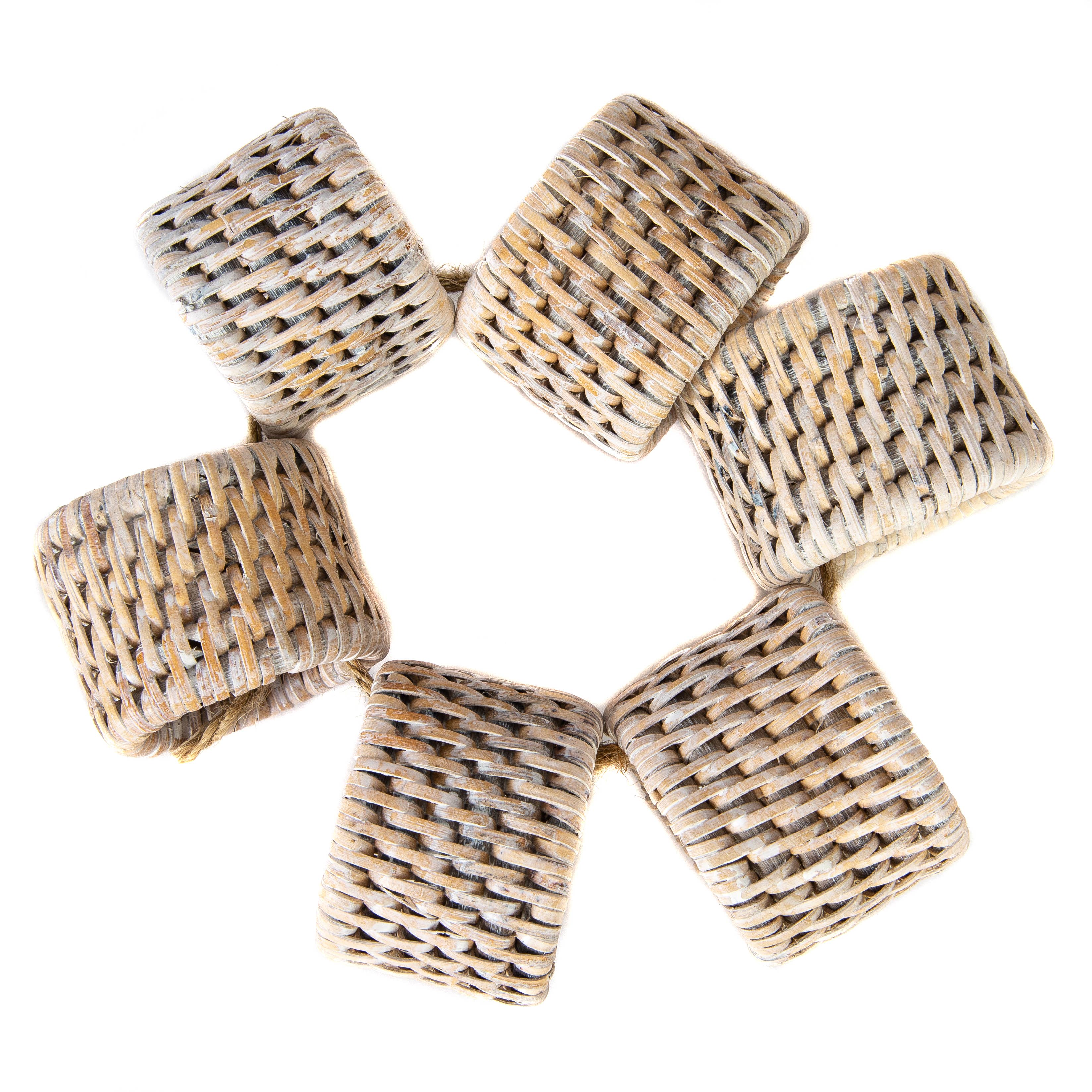 Artifacts Rattan™ Oval Napkin Rings 6-piece set: White Wash