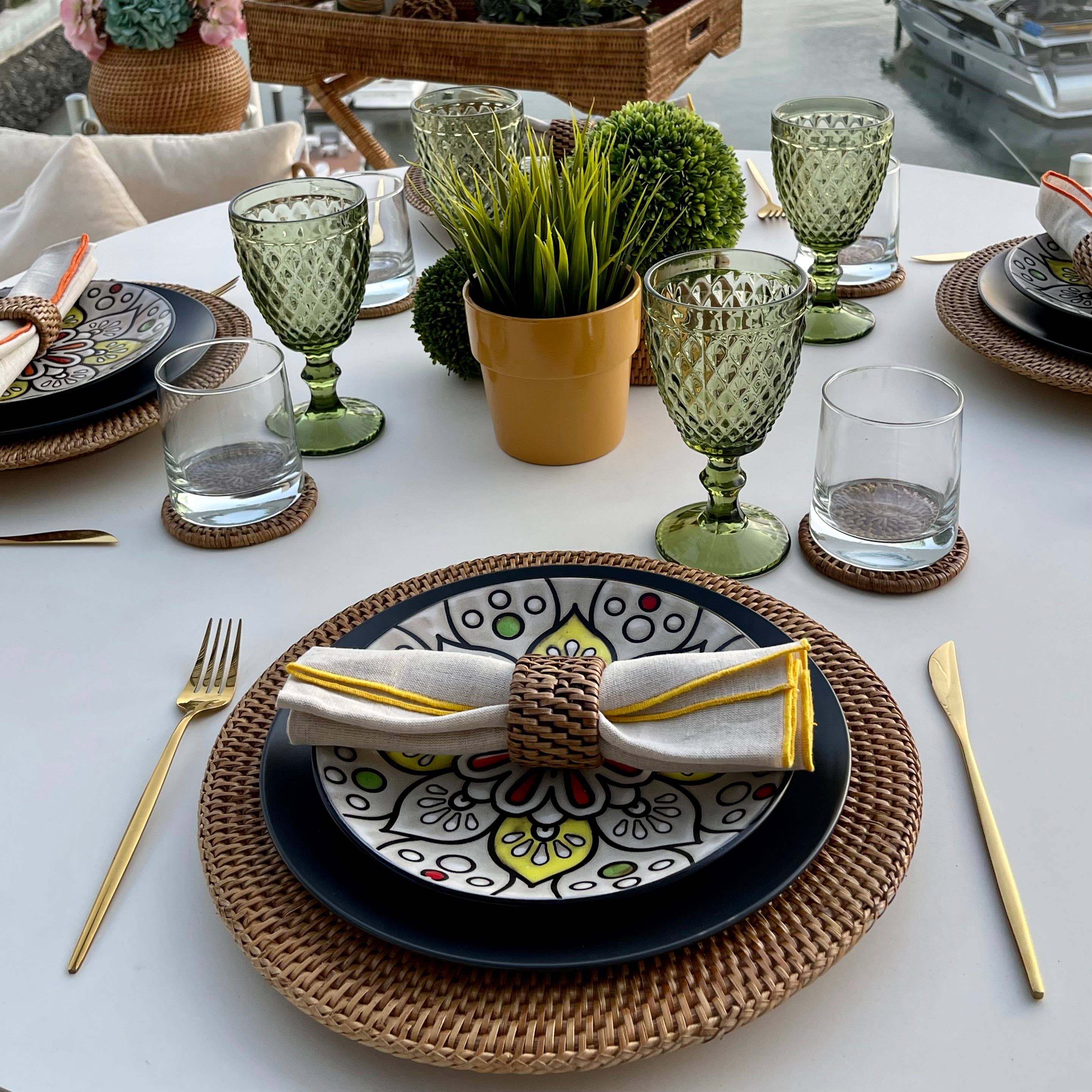 Artifacts Rattan™ Oval Napkin Rings 6-piece set: Honey Brown