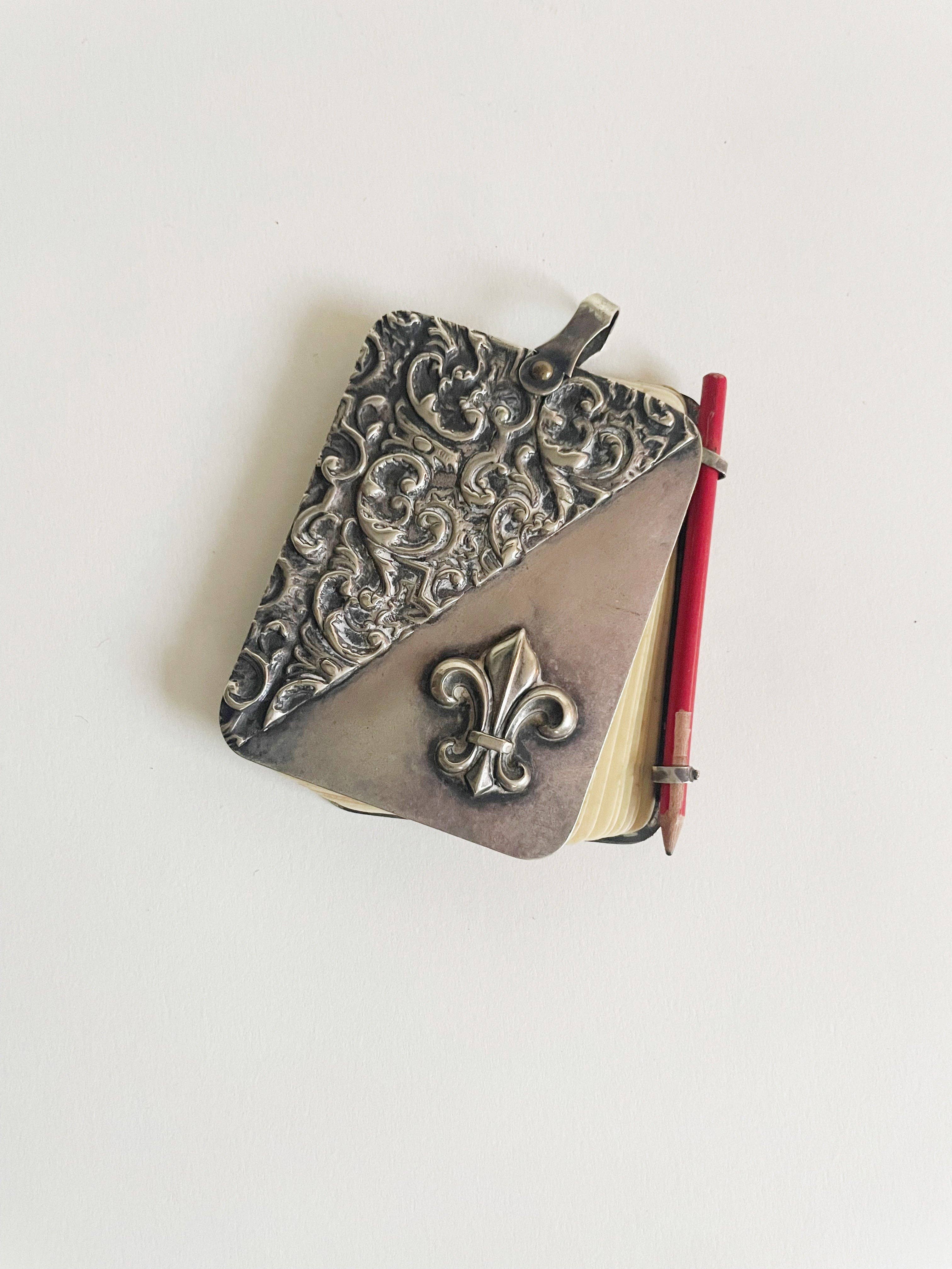 Sterling and Ivory Antique French Notebook Pendant