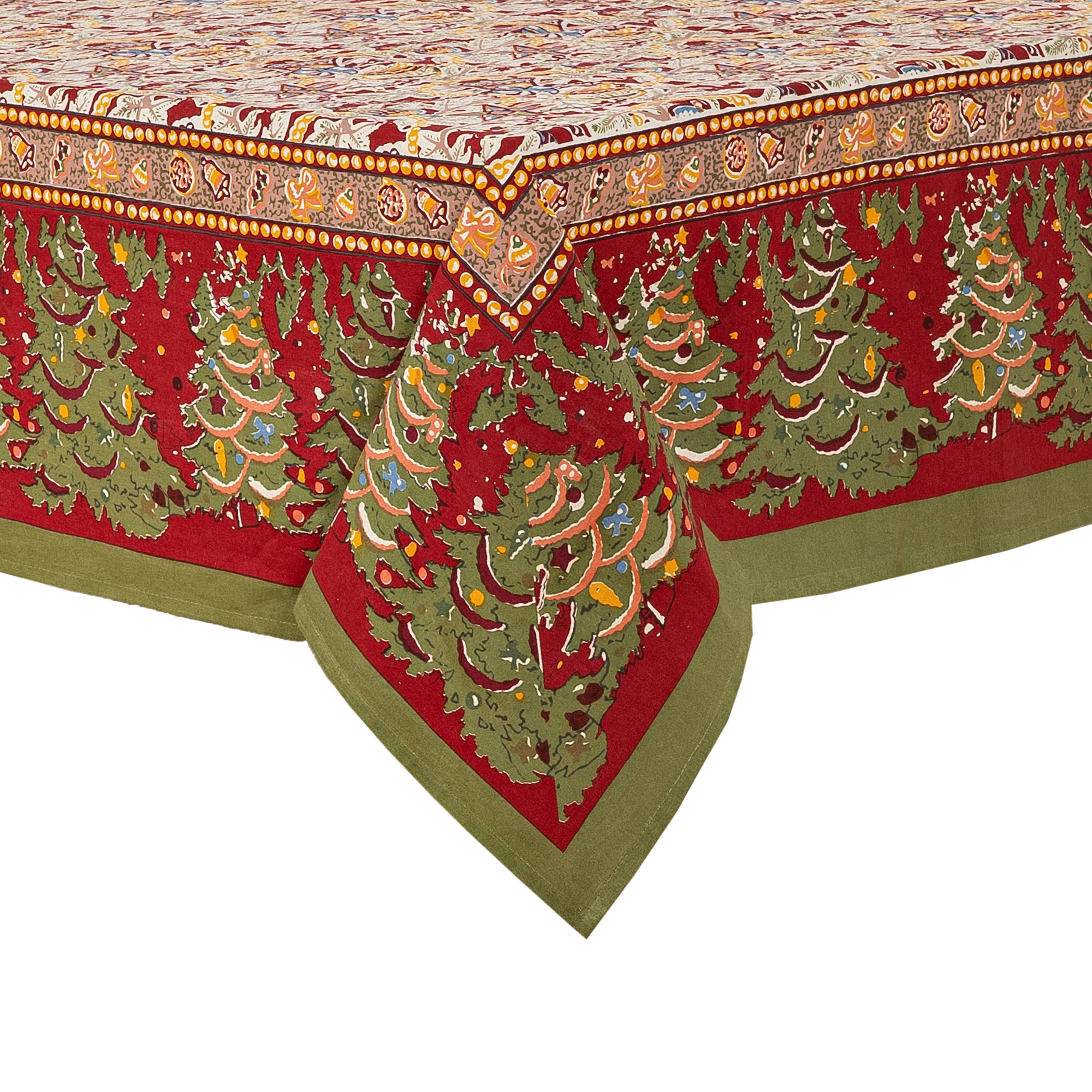 Noel Red & Green | French Tablecloths: 59" x 59"