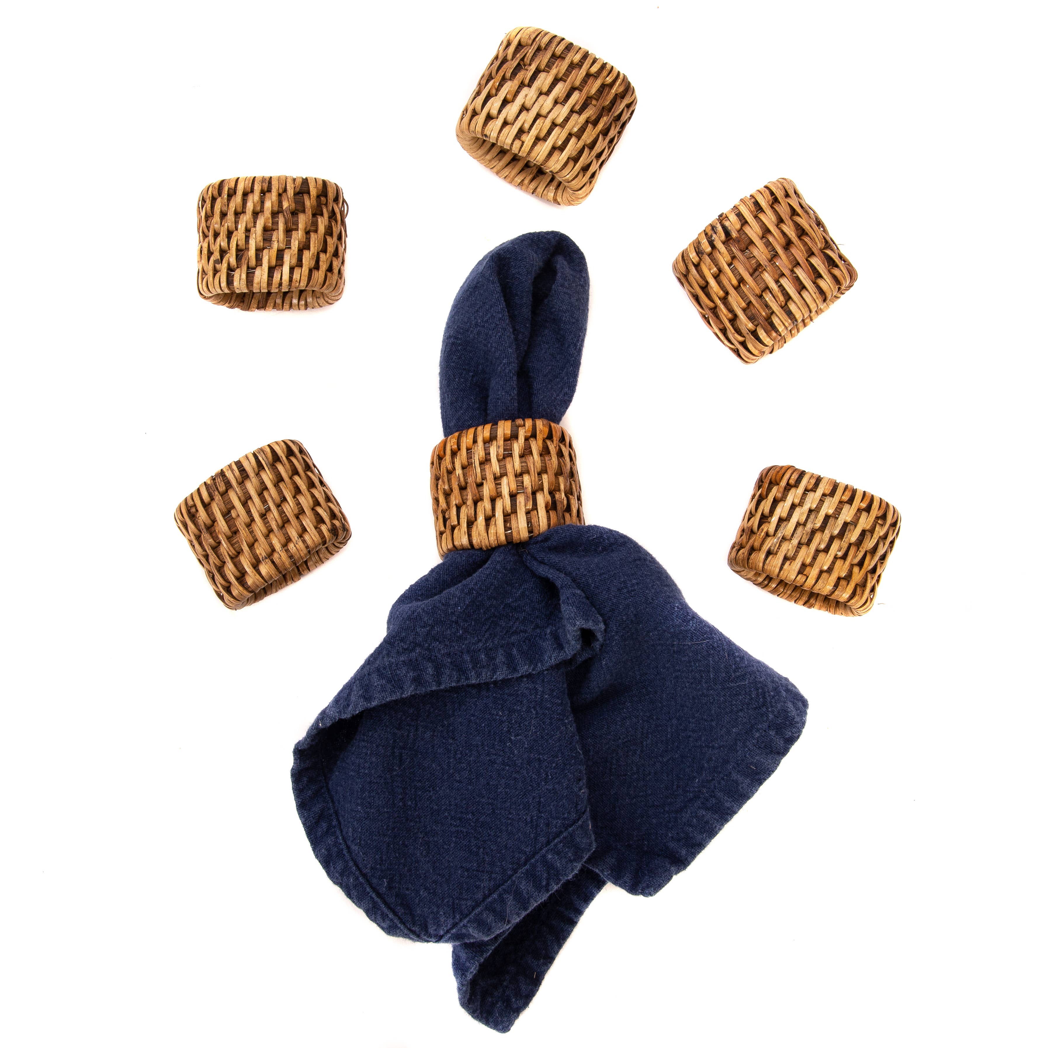 Artifacts Rattan™ Oval Napkin Rings 6-piece set: Tudor Black