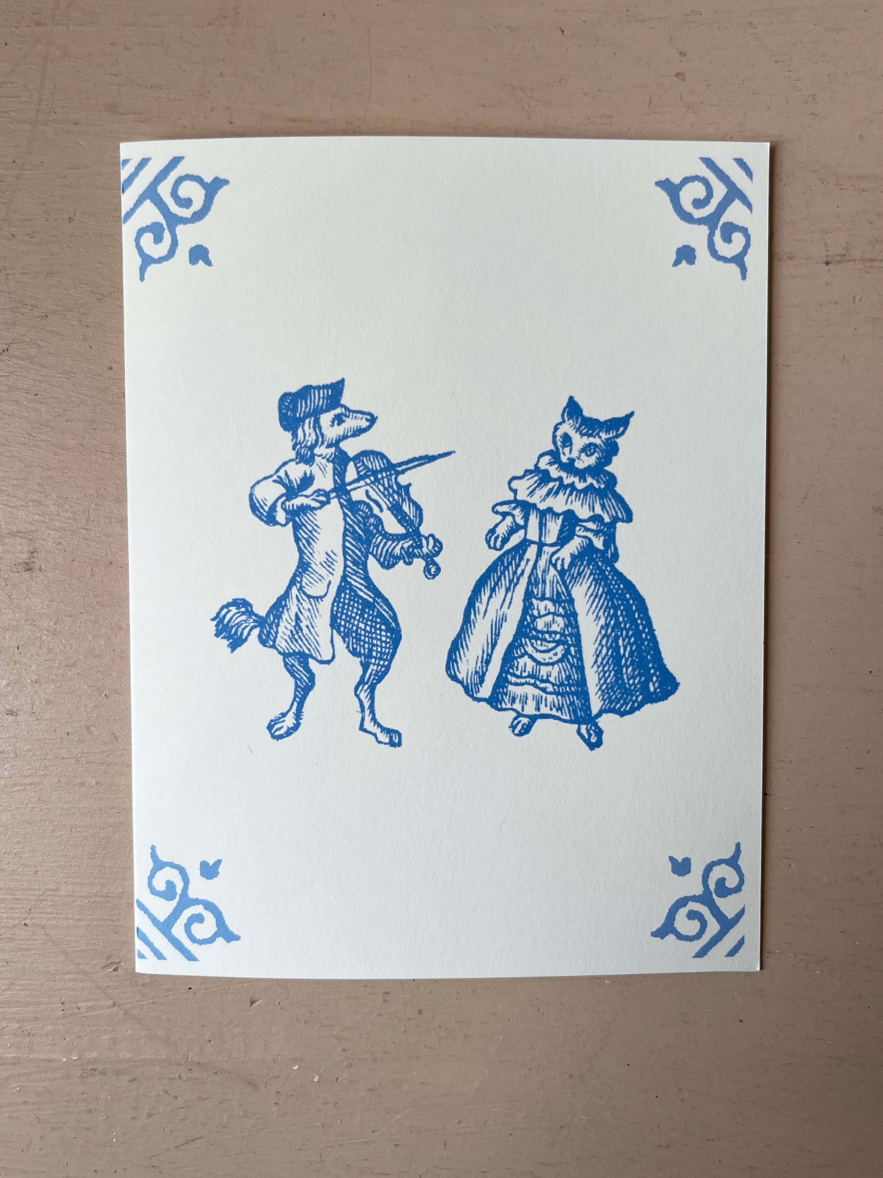 Dutch Tile Cards: Dog and Cat