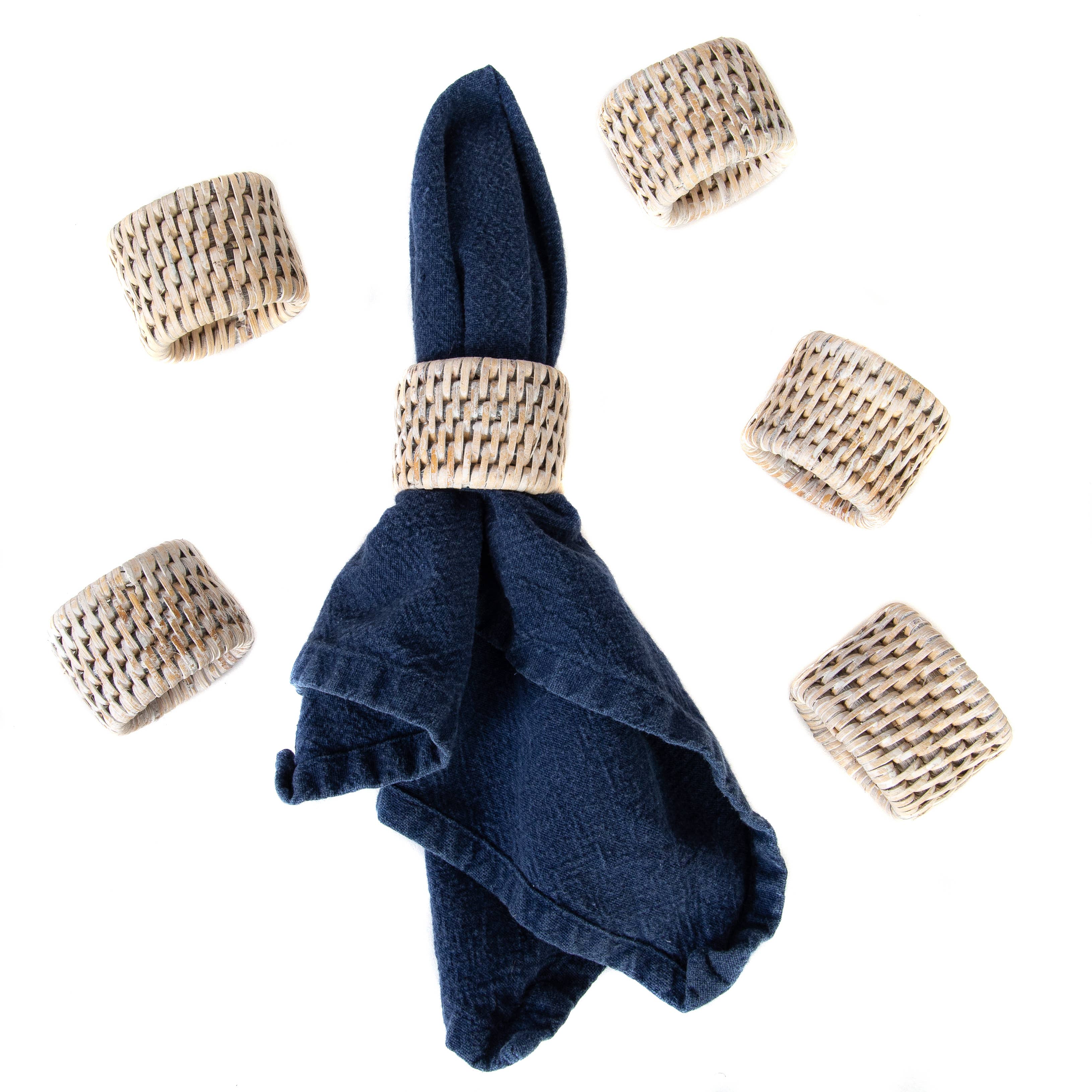 Artifacts Rattan™ Oval Napkin Rings 6-piece set: Tudor Black