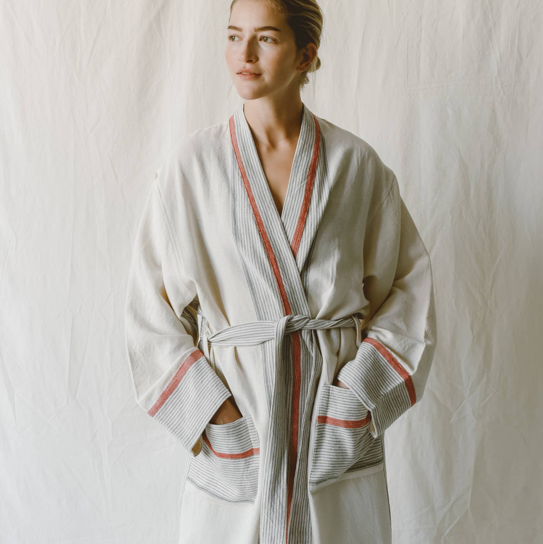 Ivory Cherry Tribeca Long Bathrobe: L