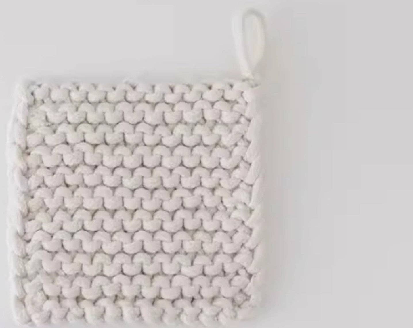 Cotton Crocheted Pot Holder: White Large
