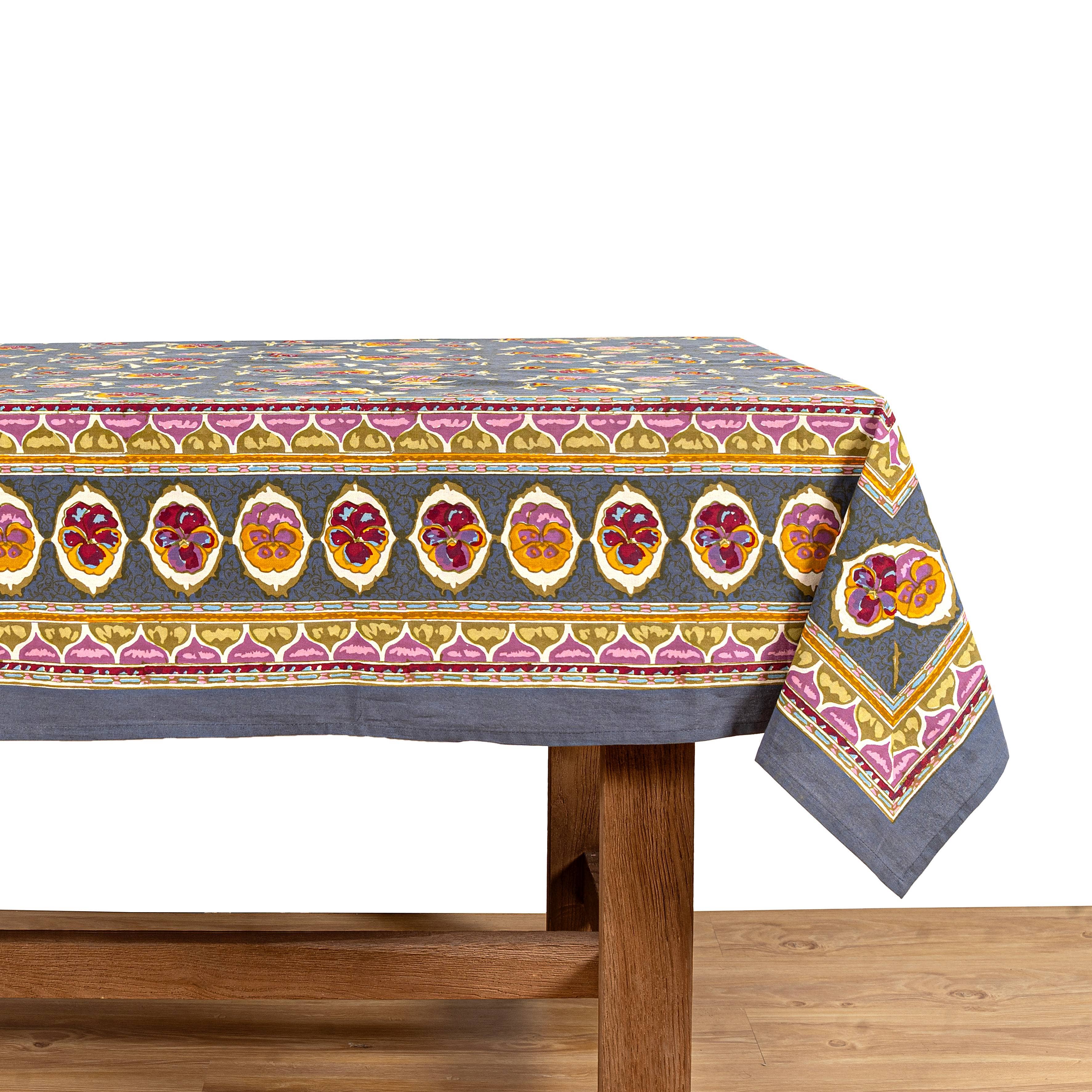 Pansy Red & Grey | French Tablecloths: 71" x 71"