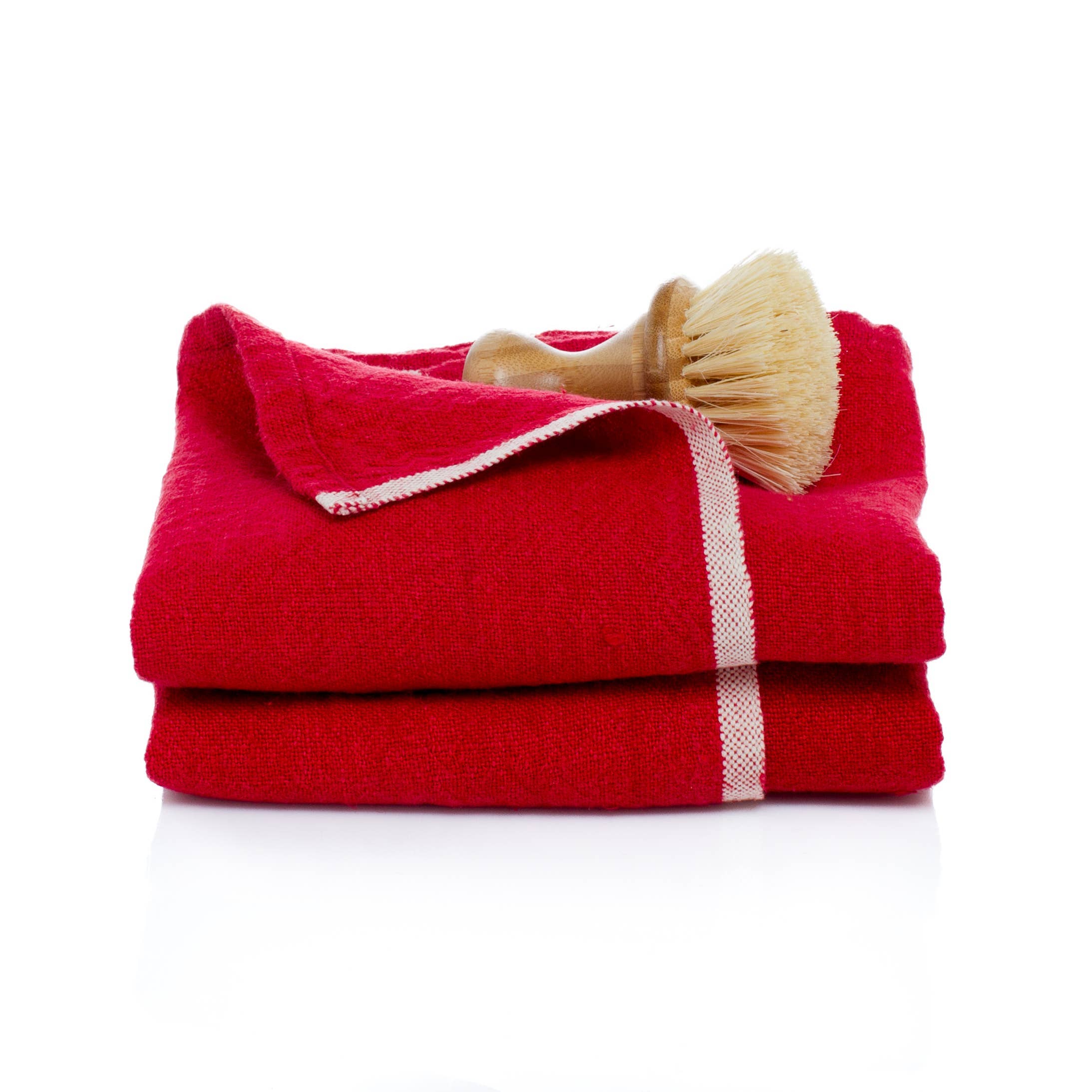 Chunky Linen Red Towels 20x30 - Set of 2: Red