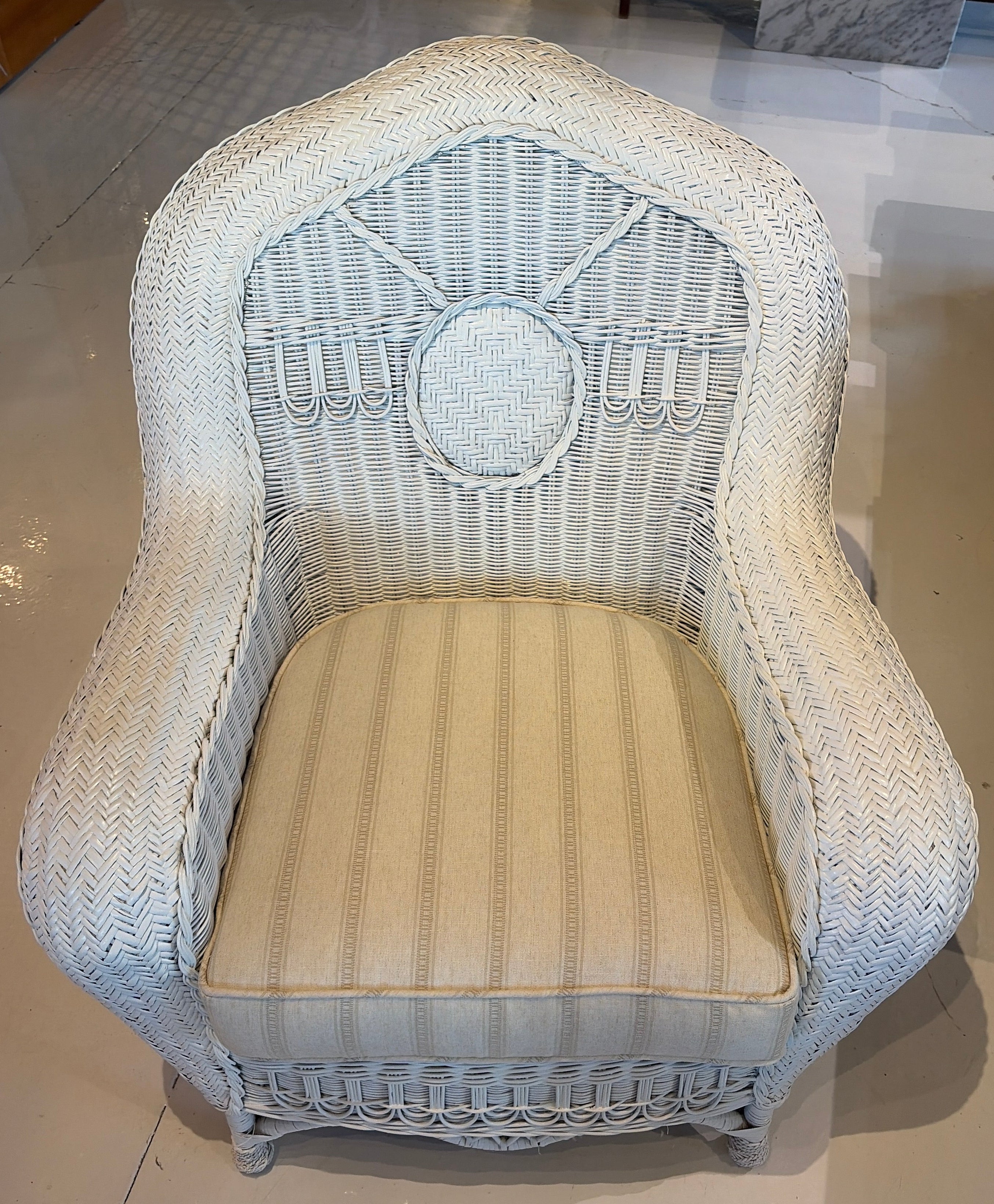 Vintage Palecek Chair with Jacquard Stripe Cushion