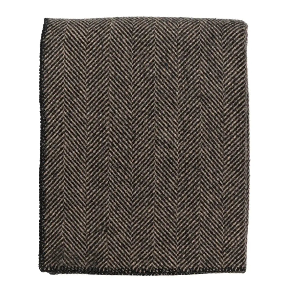 Highland Tweeds Wool BIG Throw ~ Black Herringbone  ~