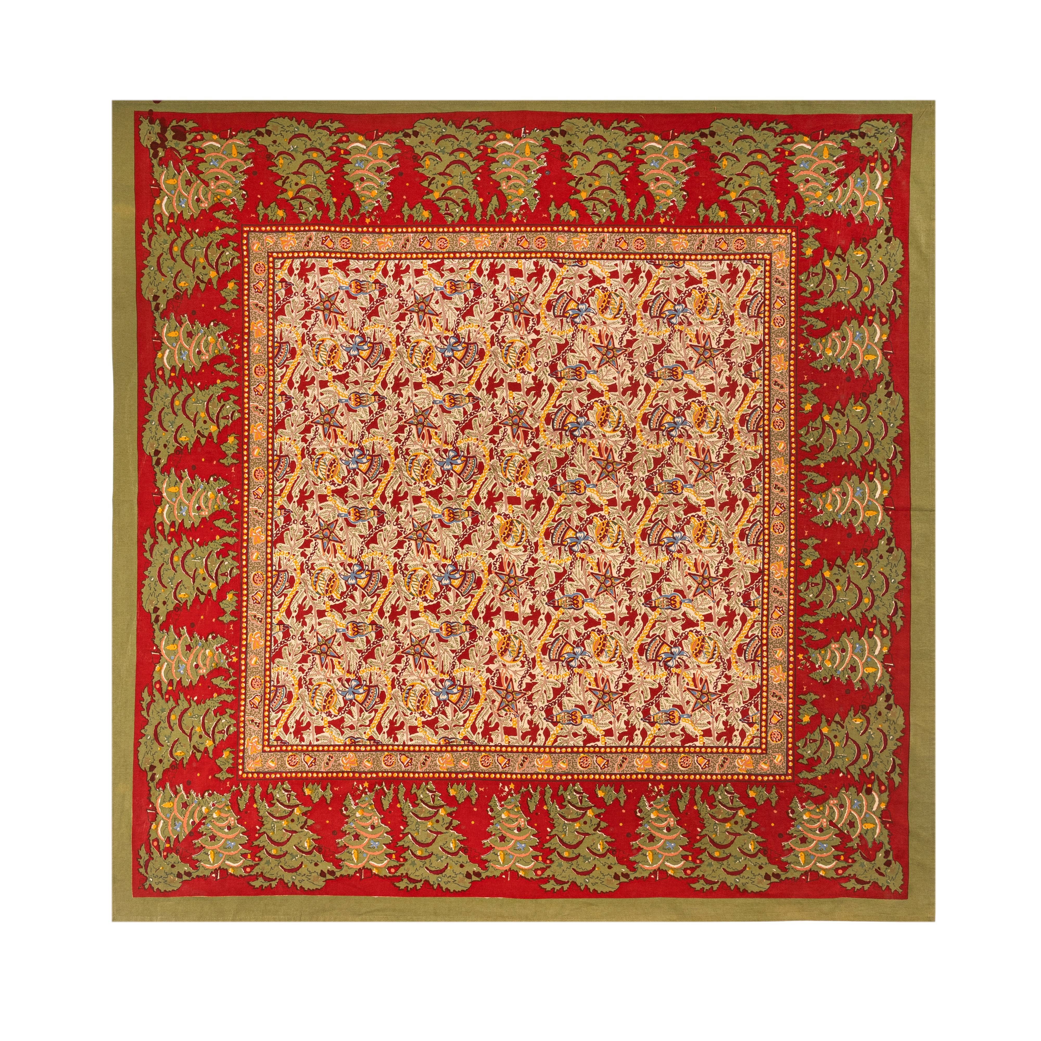 Noel Red & Green | French Tablecloths: 59" x 59"