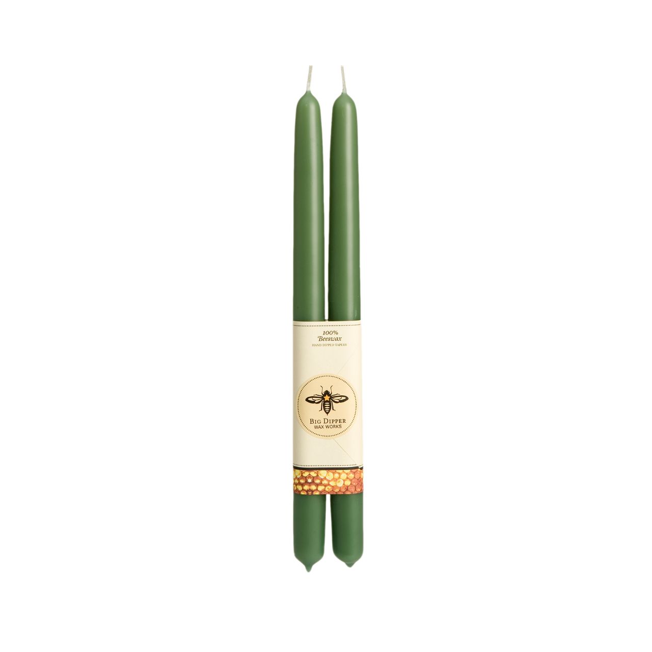 Taper Candles – 100% Pure Beeswax – Hand-Dipped: Moss / Standard (12" x 7/8")