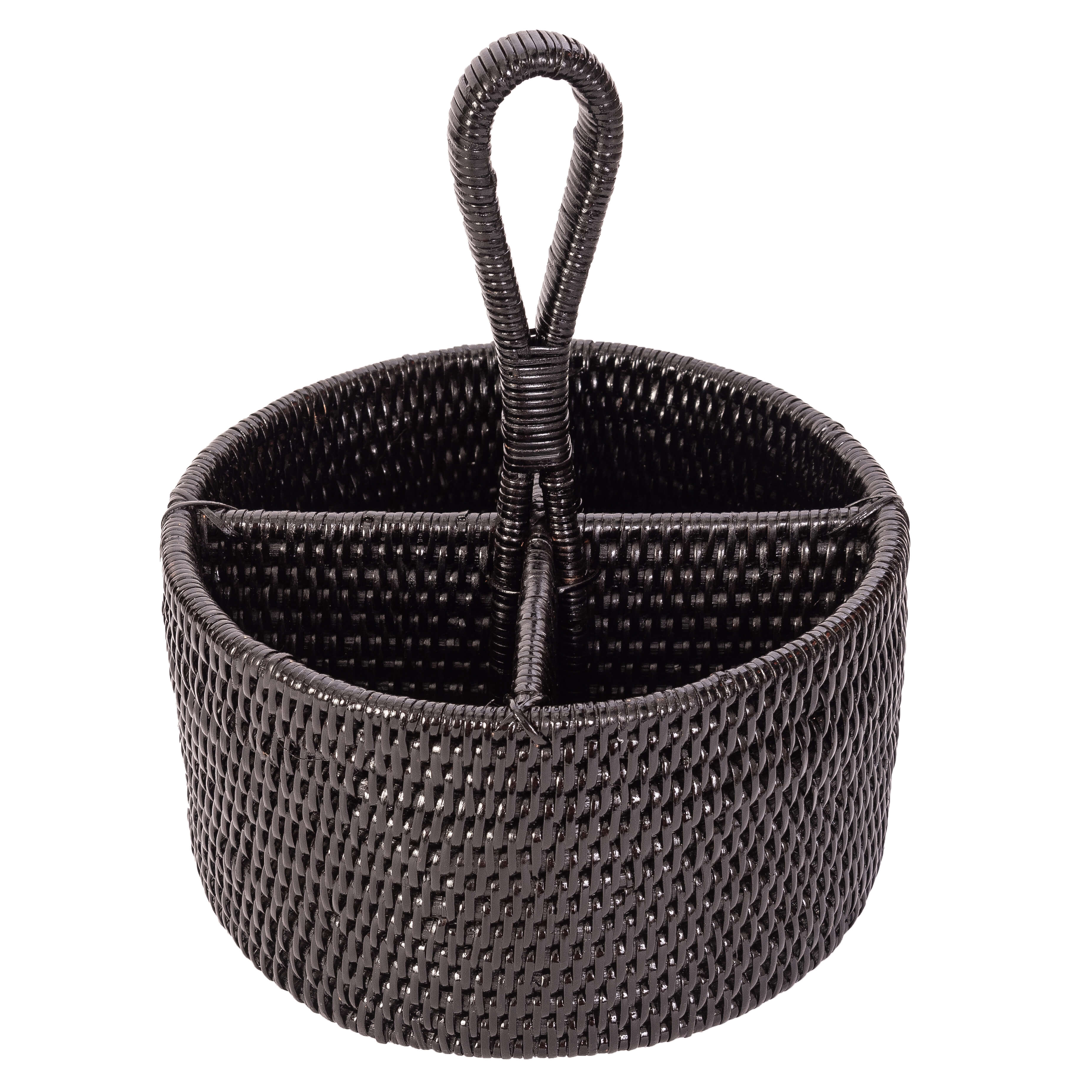 Artifacts Rattan™ 4 Section Caddy/Cutlery Holder: Honey Brown