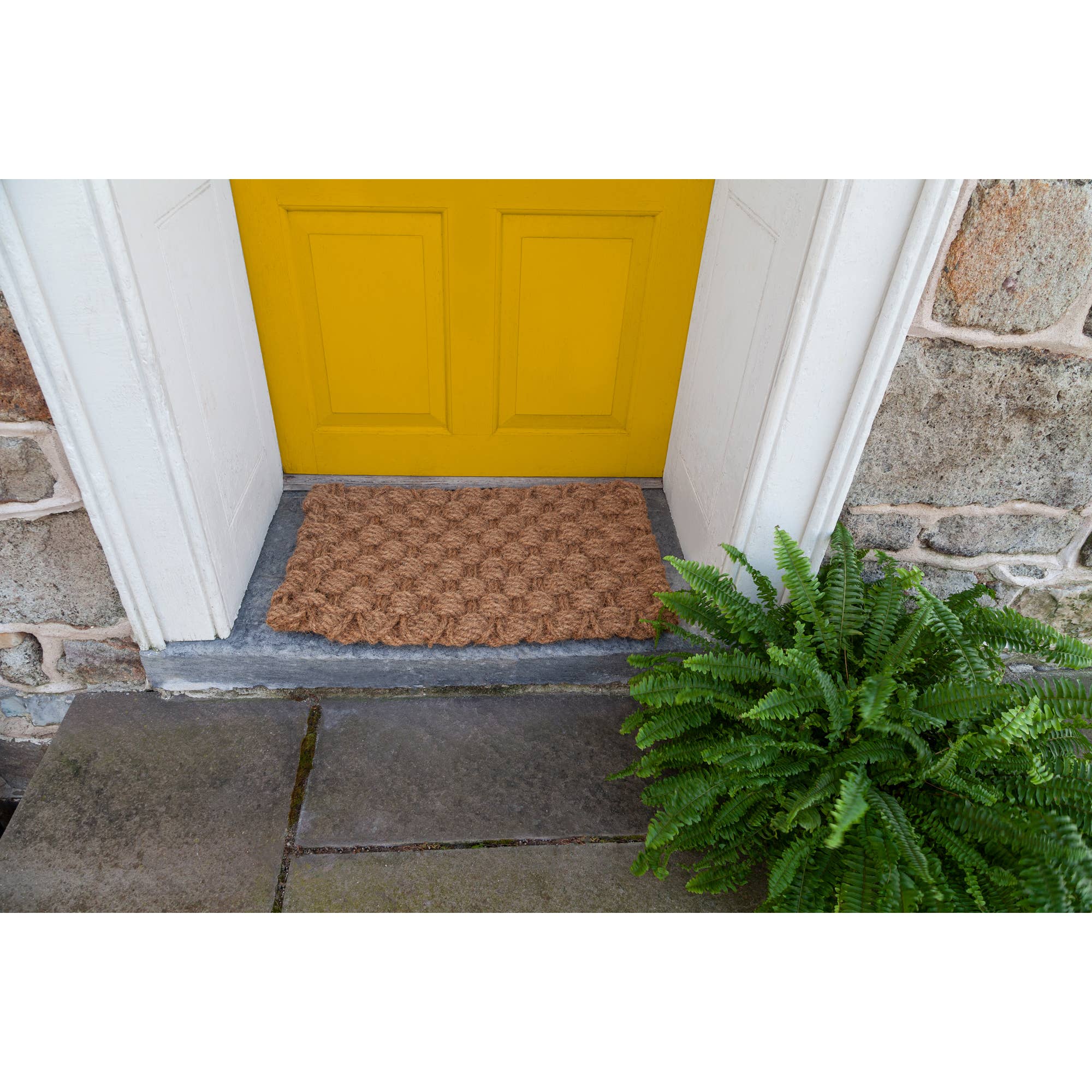 Basket Weave Woven Coconut Fiber Doormat: 24X36