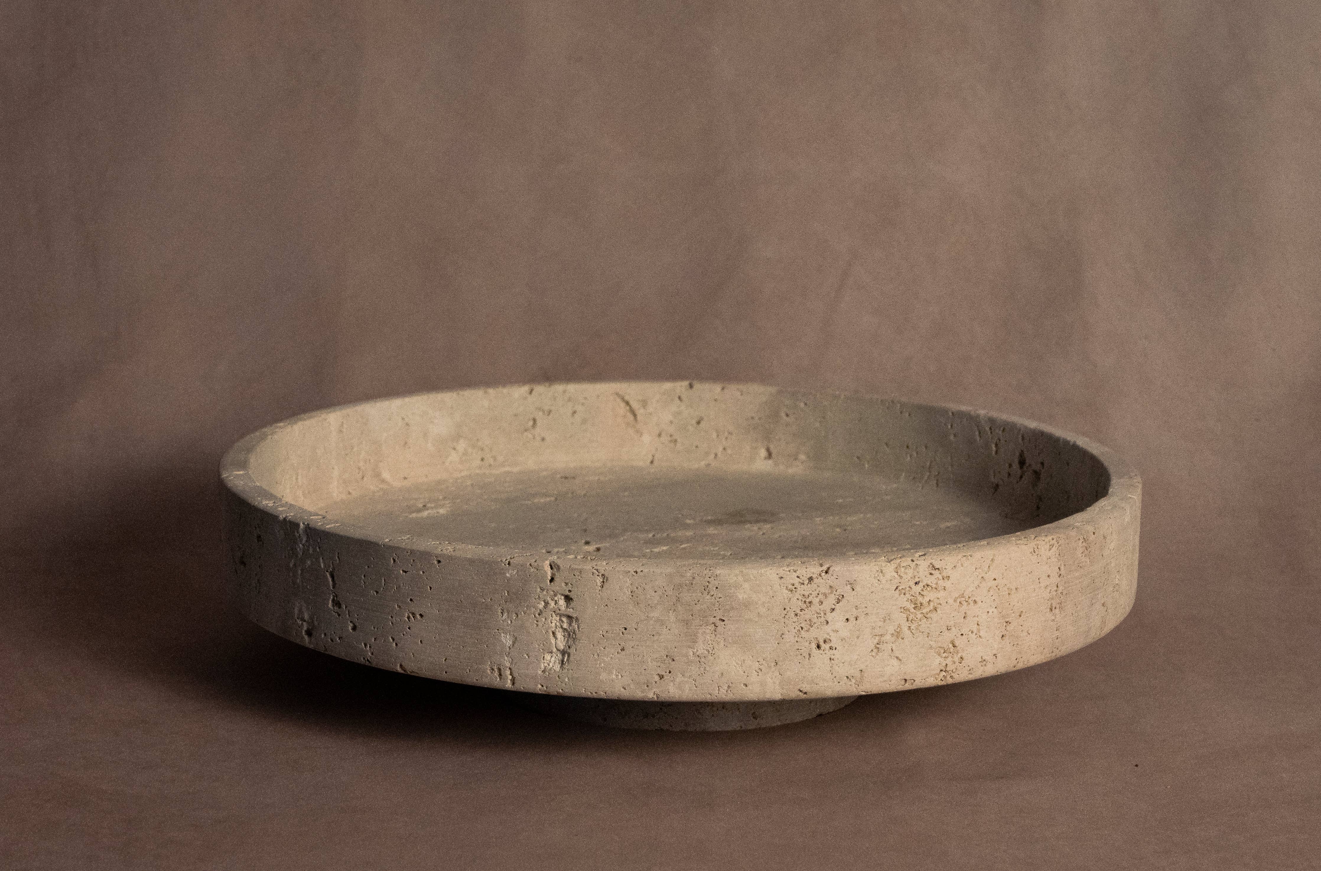 Bowl With Base - Travertine