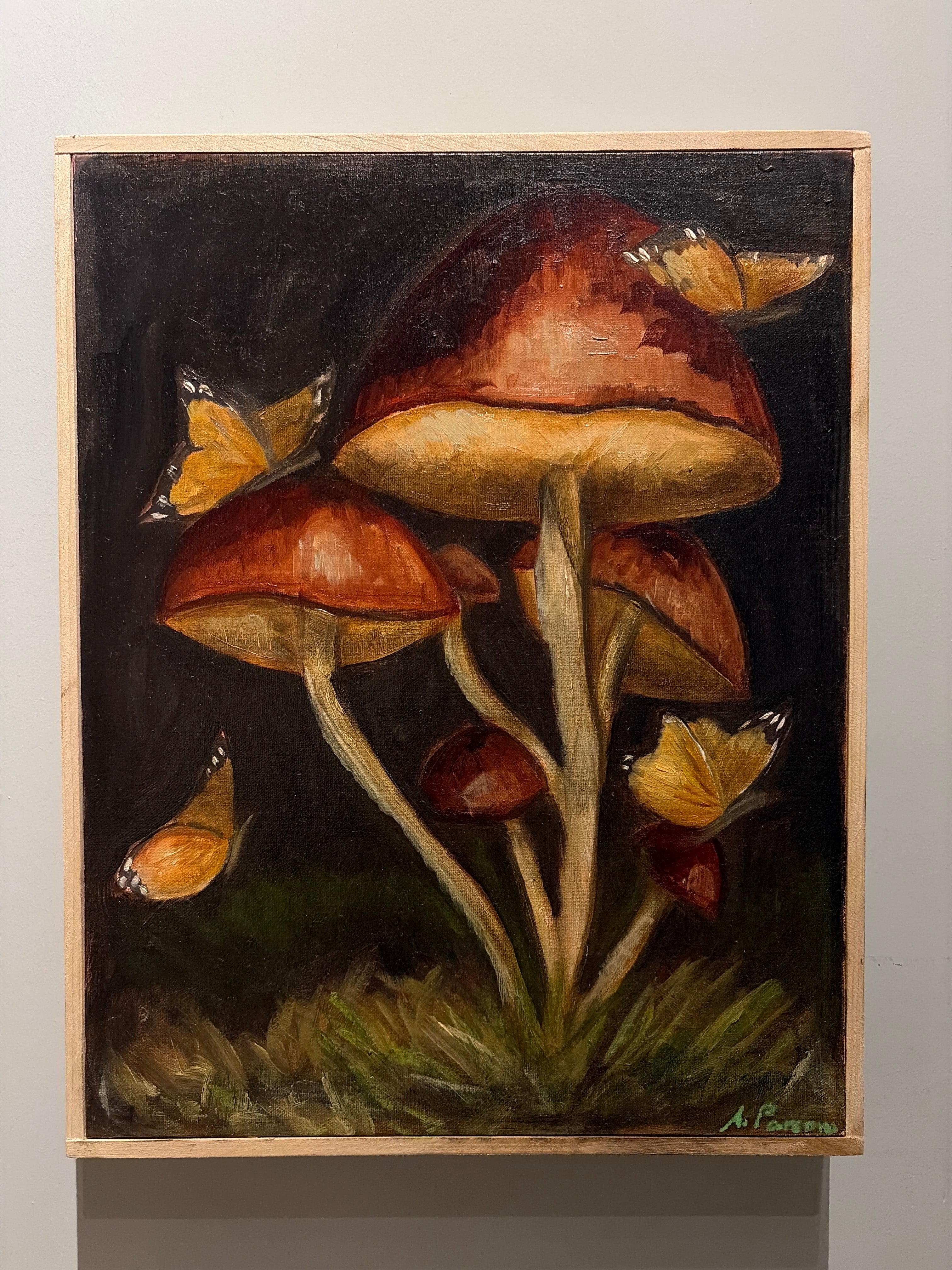 Ali Parsons, Mushroom and Butterflies 14x11