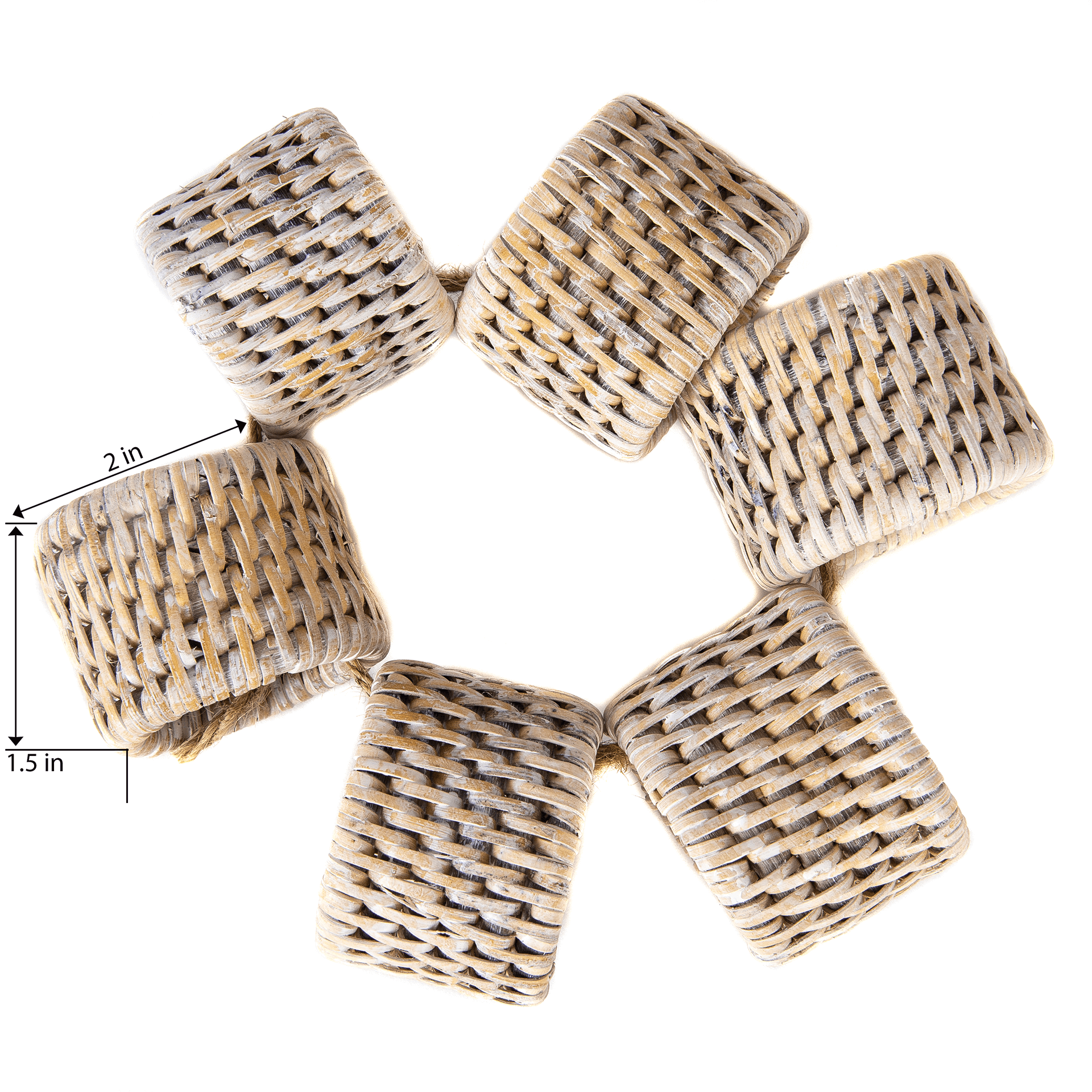 Artifacts Rattan™ Oval Napkin Rings 6-piece set: Honey Brown