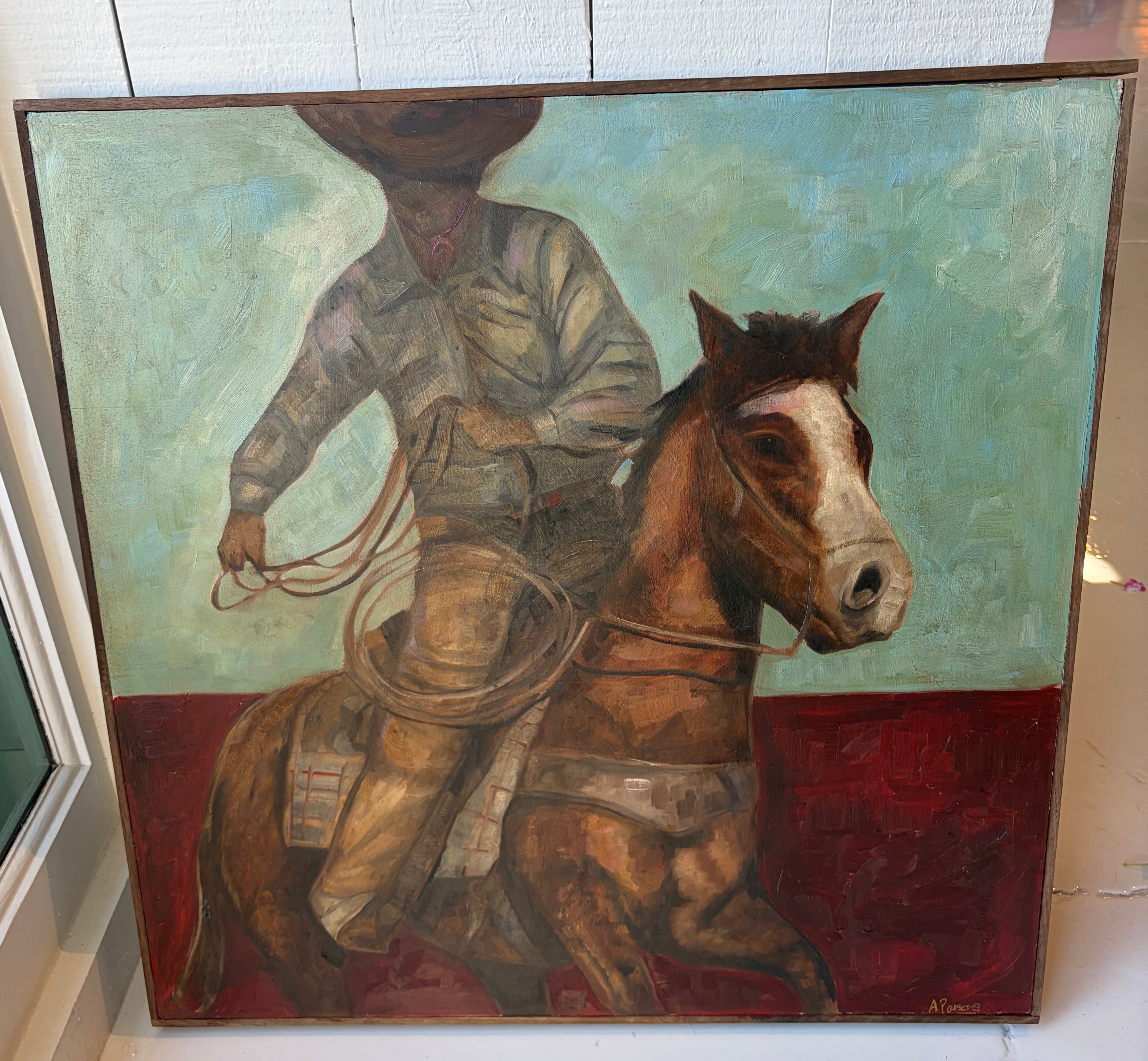Ali Parsons, Cowboy with Lasso 24”x24”