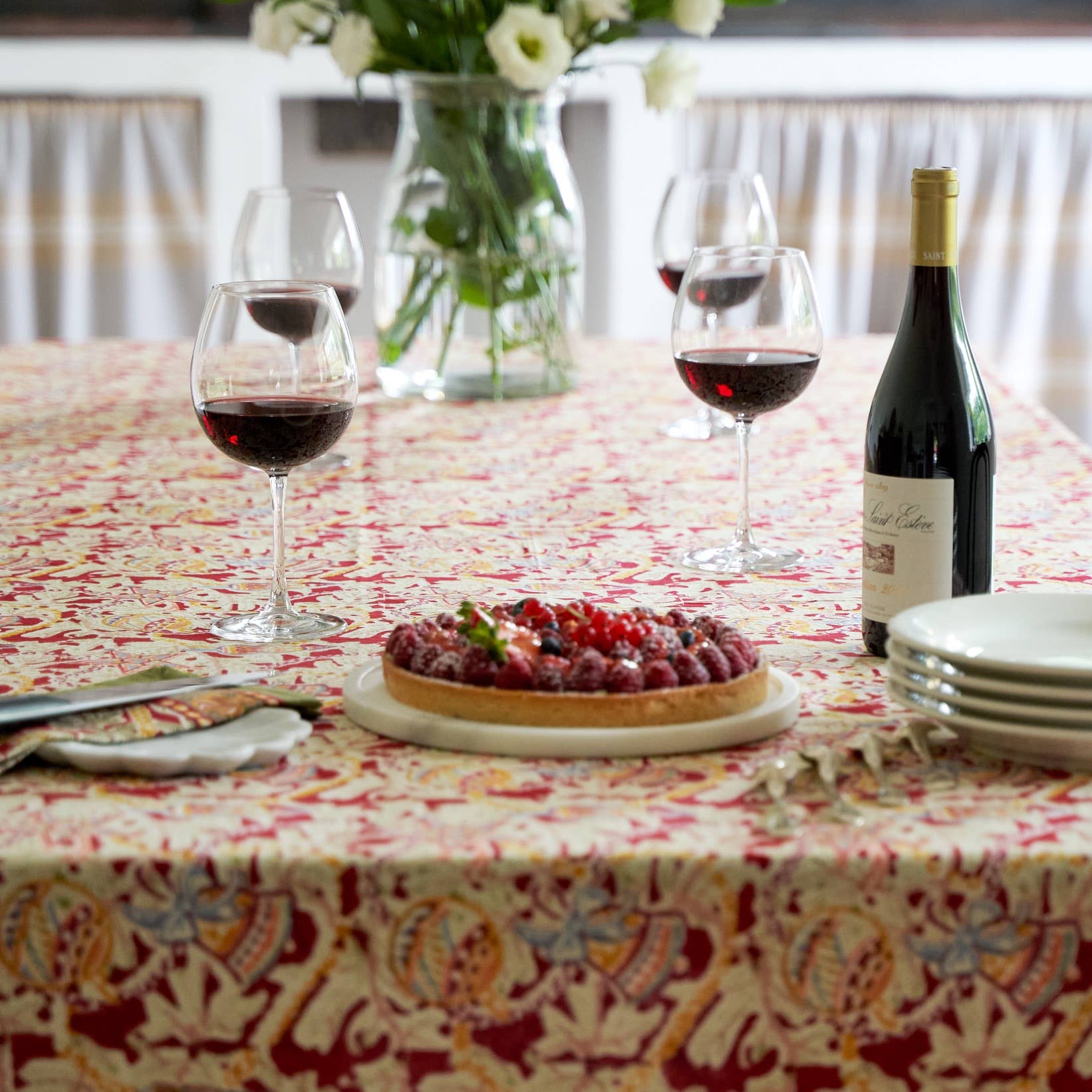 Noel Red & Green | French Tablecloths: 59" x 59"