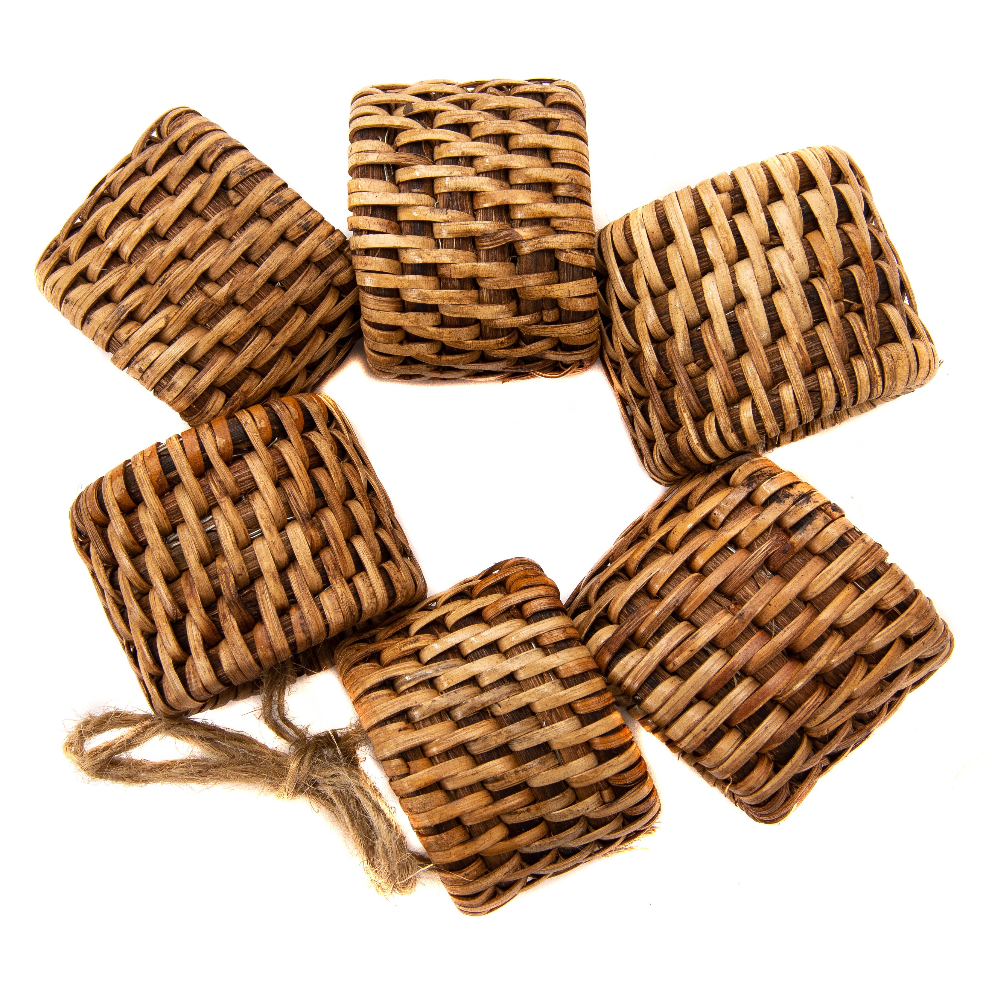Artifacts Rattan™ Oval Napkin Rings 6-piece set: White Wash