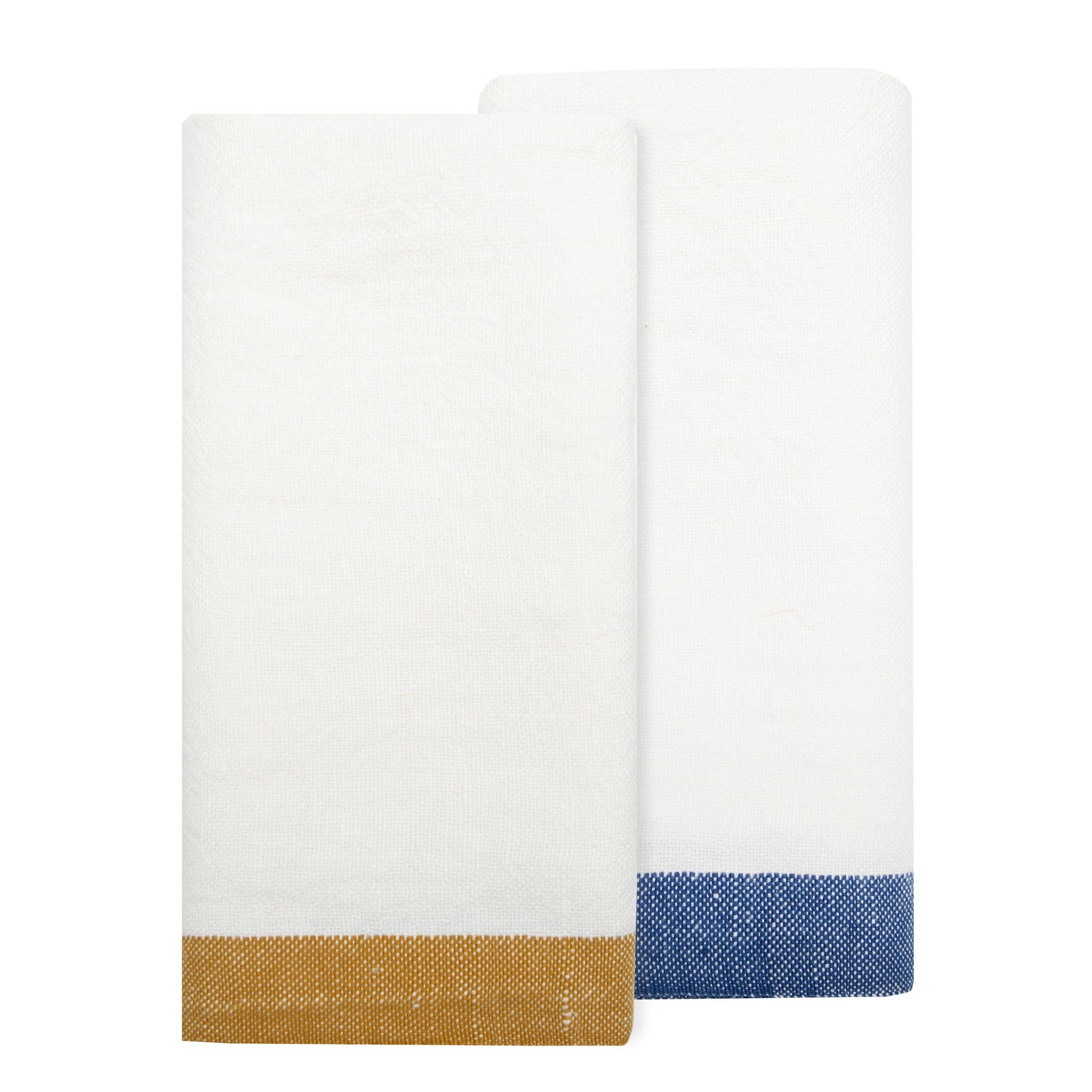 Paris White - Blue/Mustard Tea Towels 20x30 - Set of 2