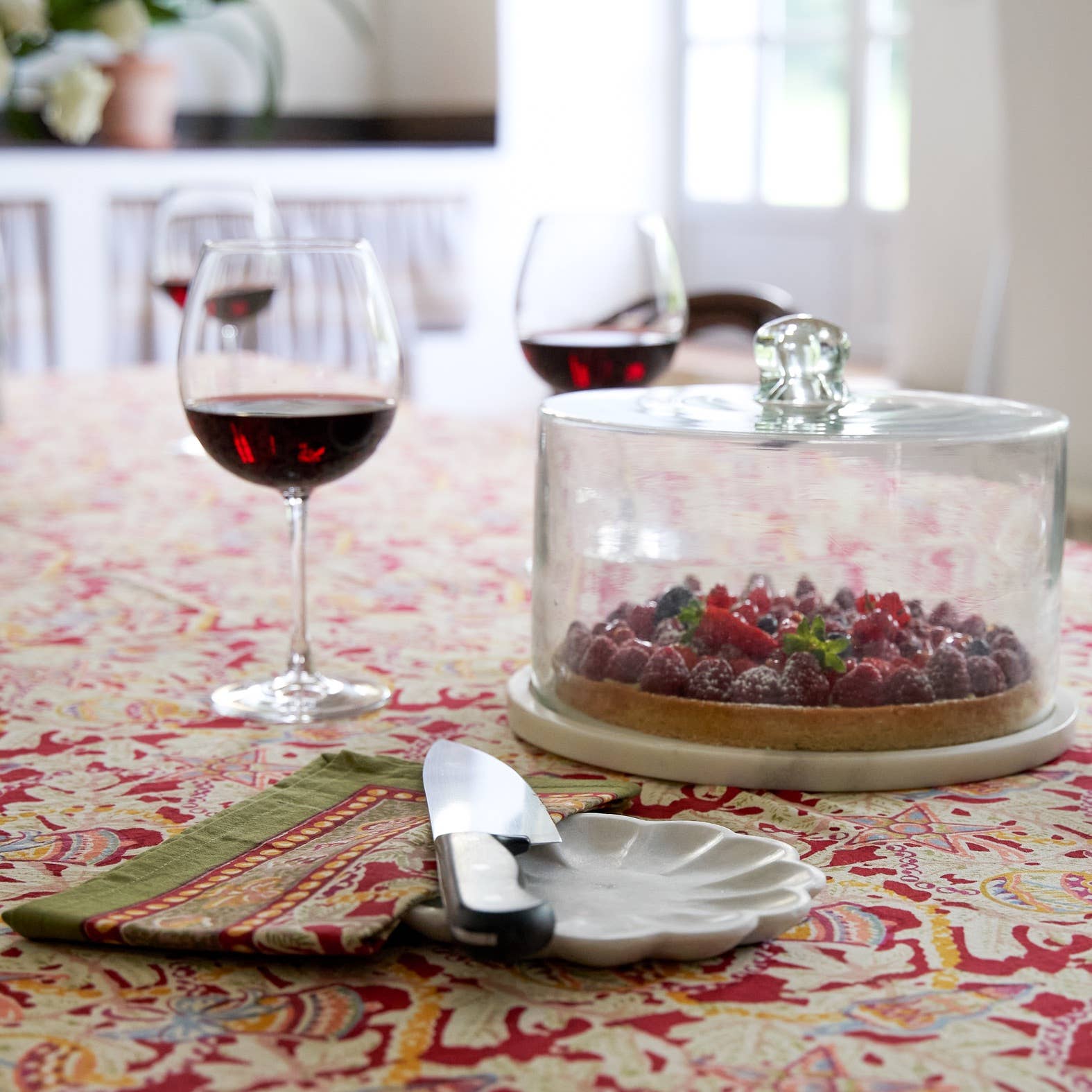 Noel Red & Green | French Tablecloths: 59" x 59"