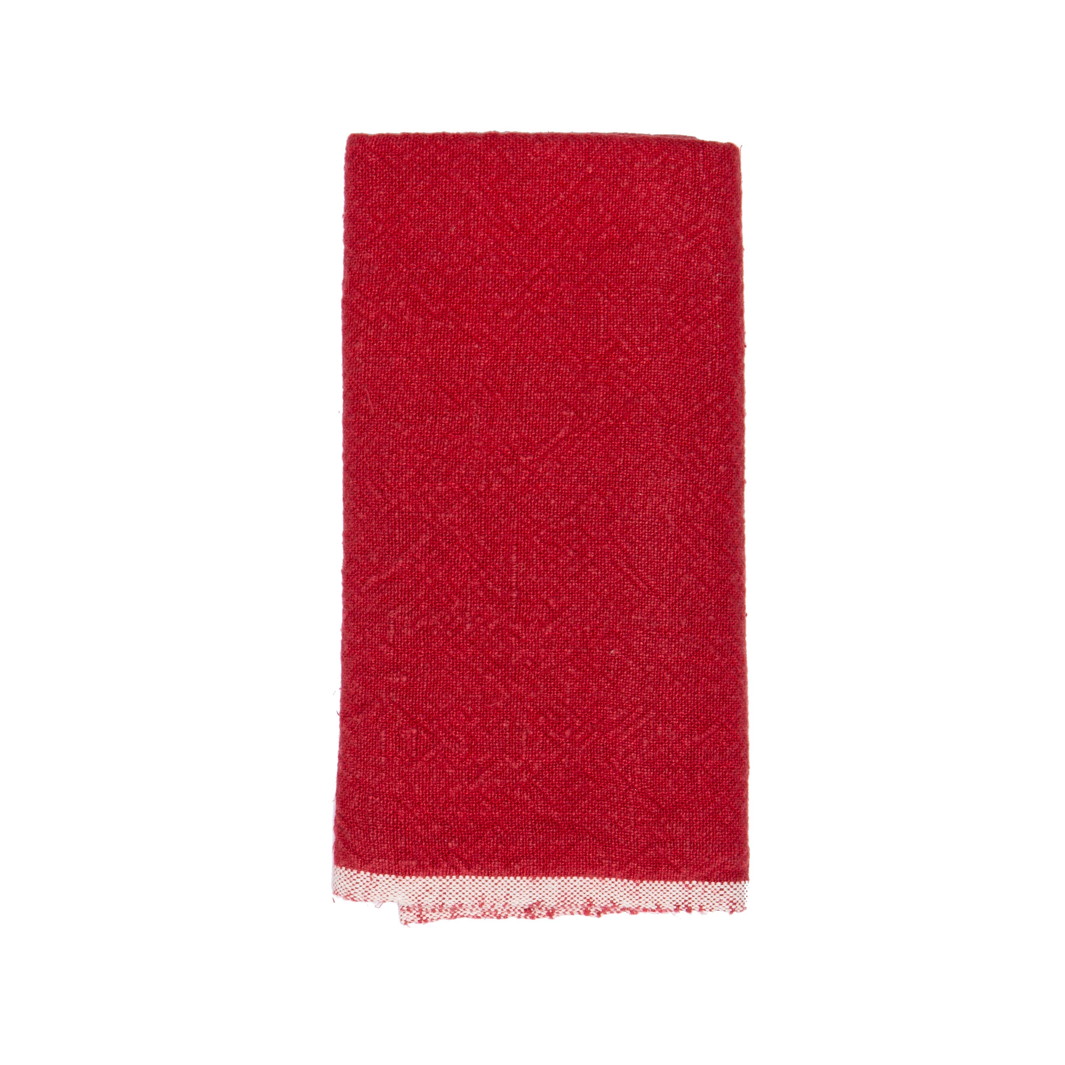 Chunky Linen Red Towels 20x30 - Set of 2: Red