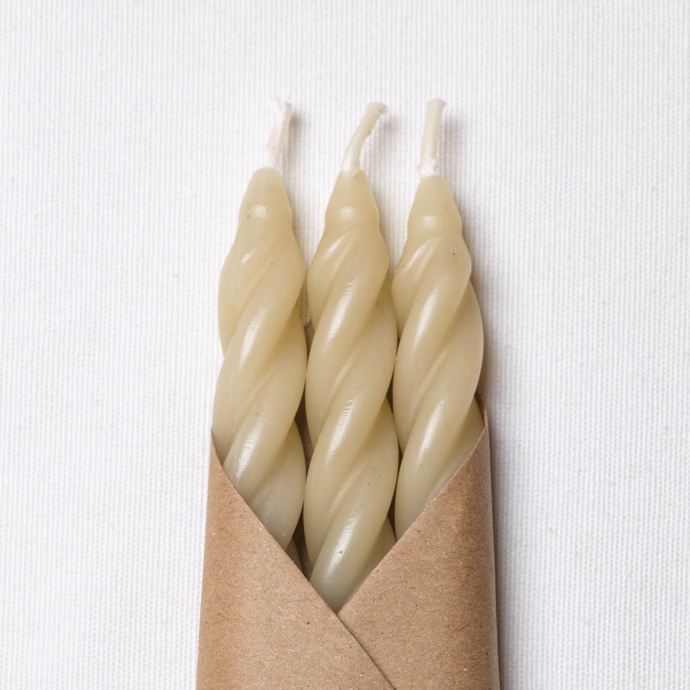 Sand Spiral Beeswax Candles - Set of 3