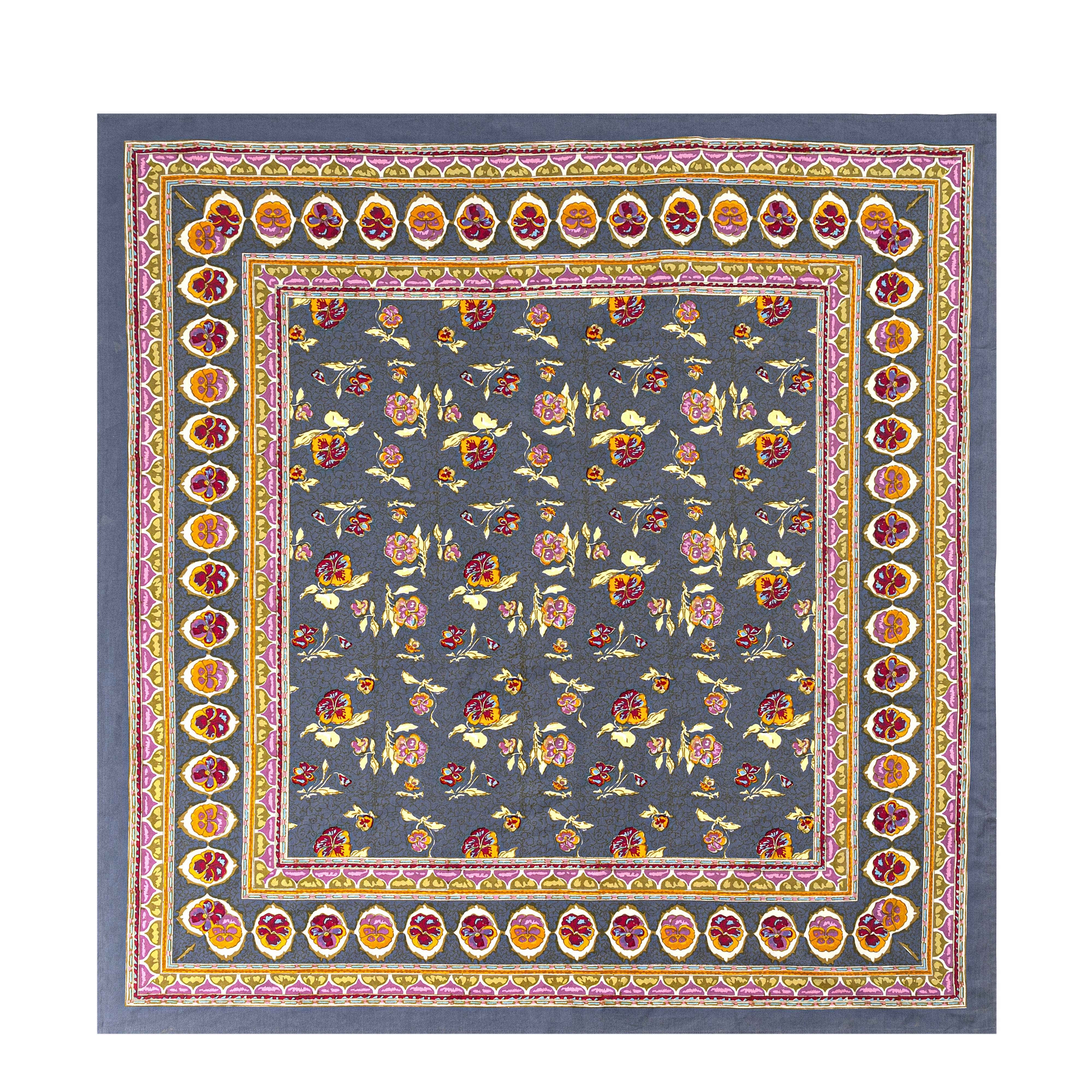 Pansy Red & Grey | French Tablecloths: 71" x 71"