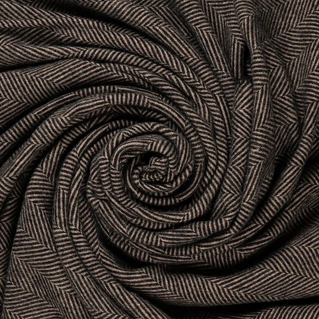 Highland Tweeds Wool BIG Throw ~ Black Herringbone  ~